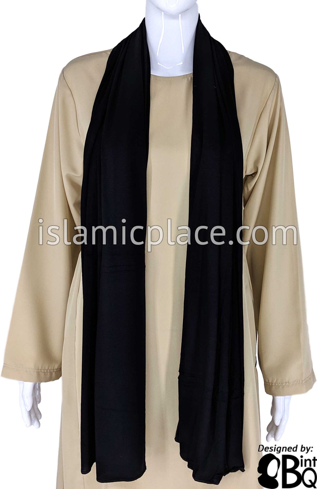 Black Plain - Jamila Jersey Shayla Long Rectangle Hijab 30"x70"