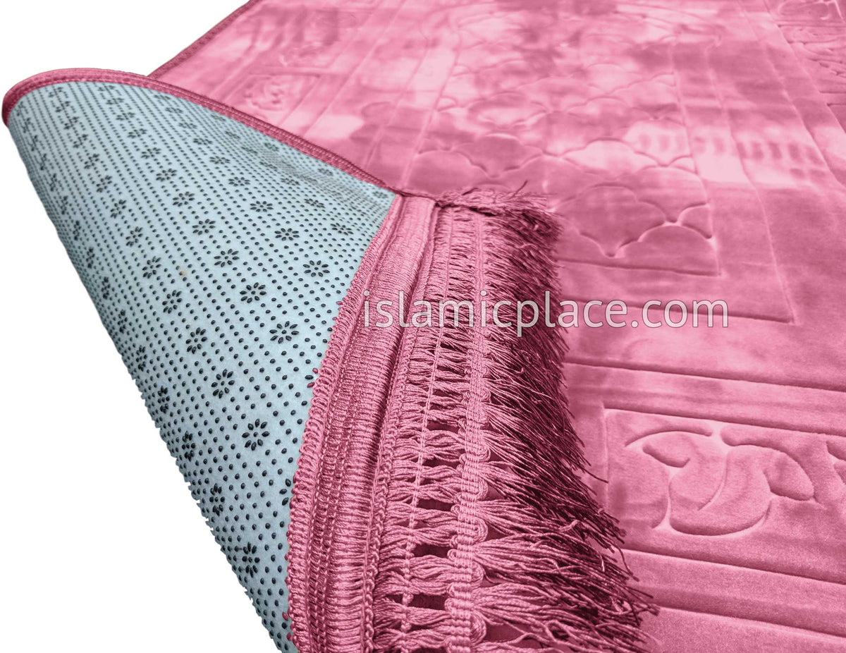 Pink - Orthopedic Padded Foam Cushion Luxurious Prayer Rug