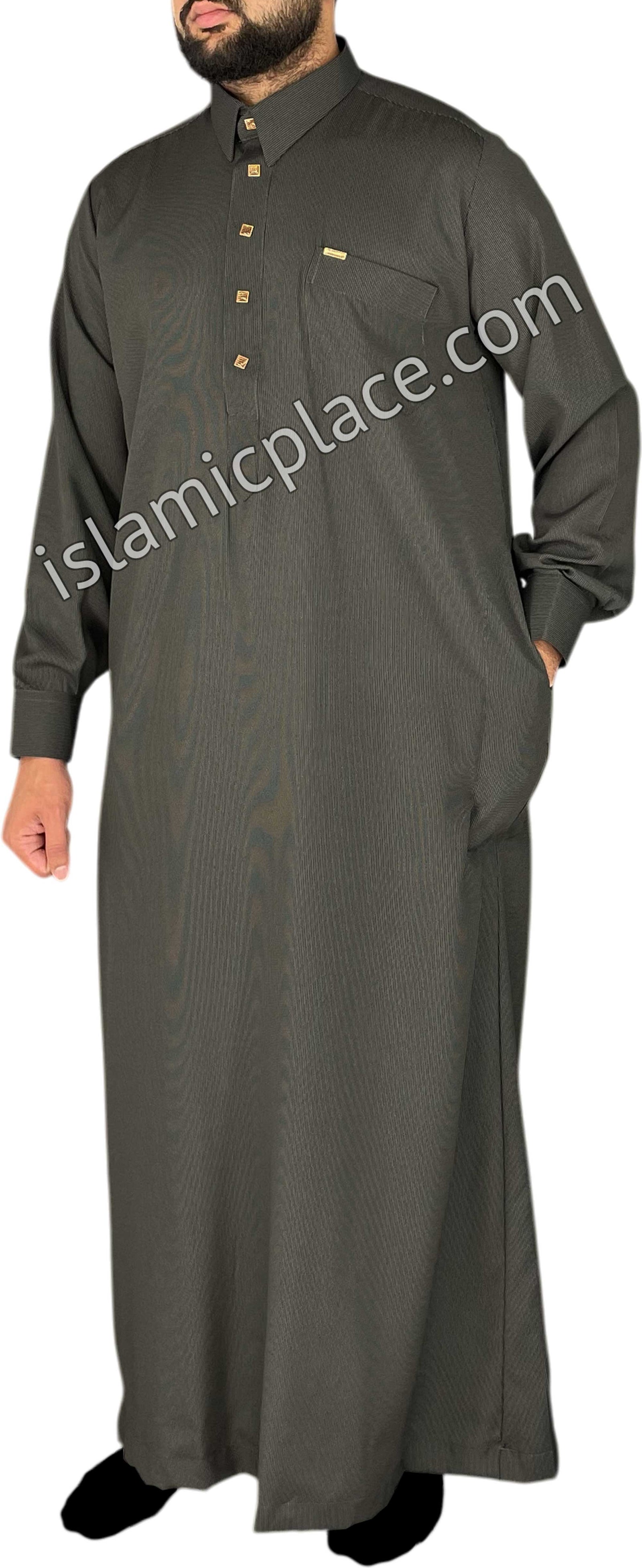 Dark Gray - Mujahid Style Professional Pinstripe Thob