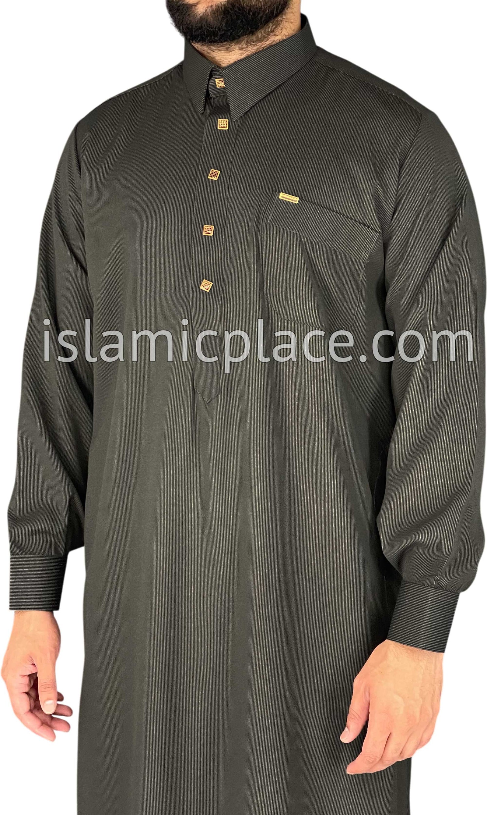 Dark Gray - Mujahid Style Professional Pinstripe Thob