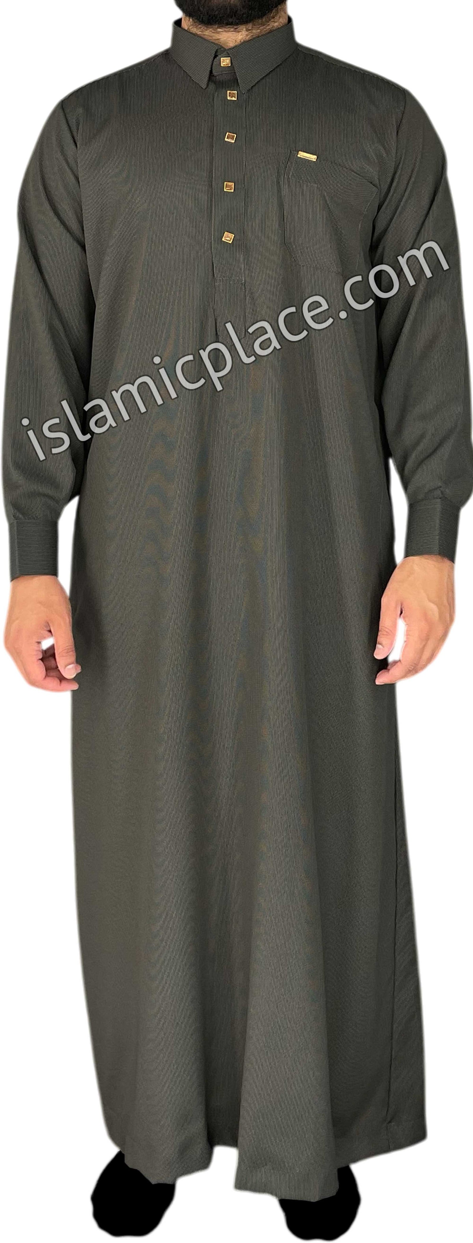 Dark Gray - Mujahid Style Professional Pinstripe Thob
