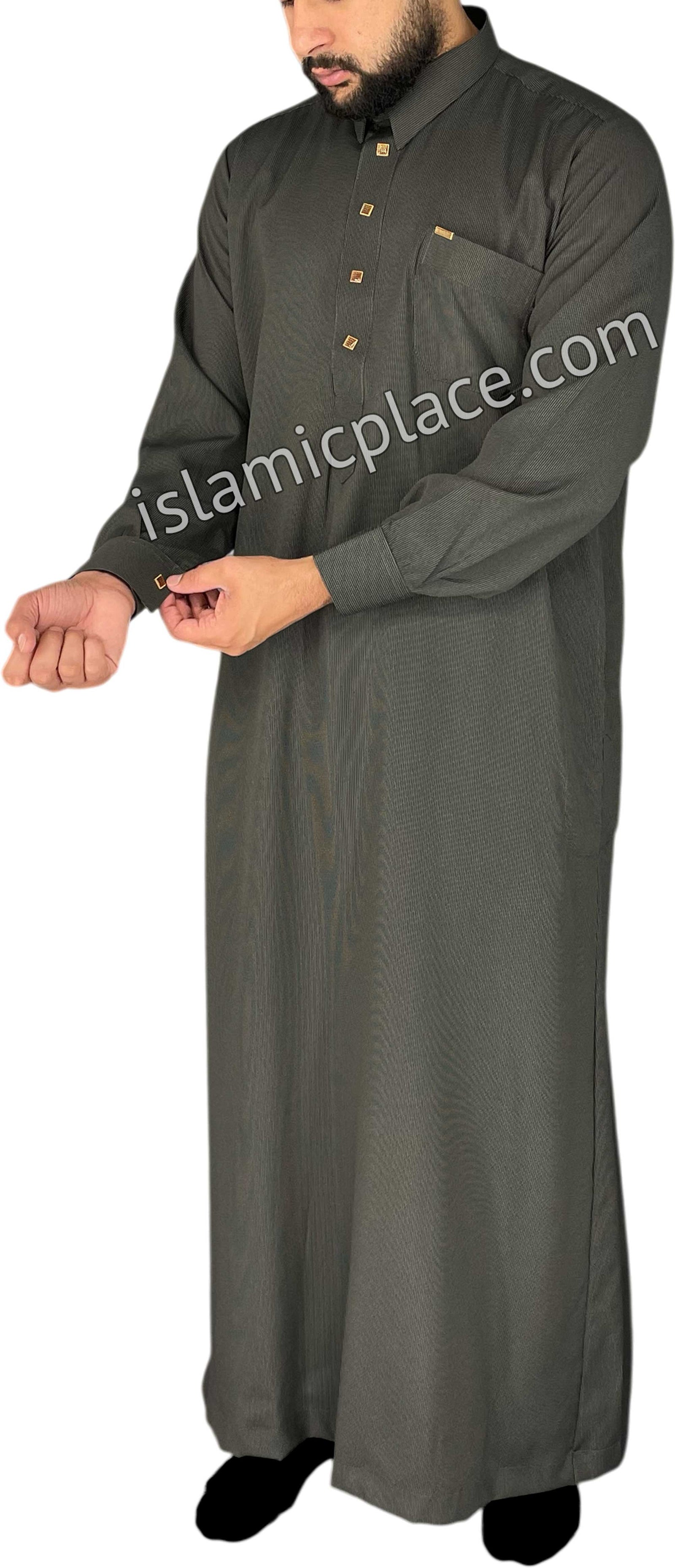 Dark Gray - Mujahid Style Professional Pinstripe Thob