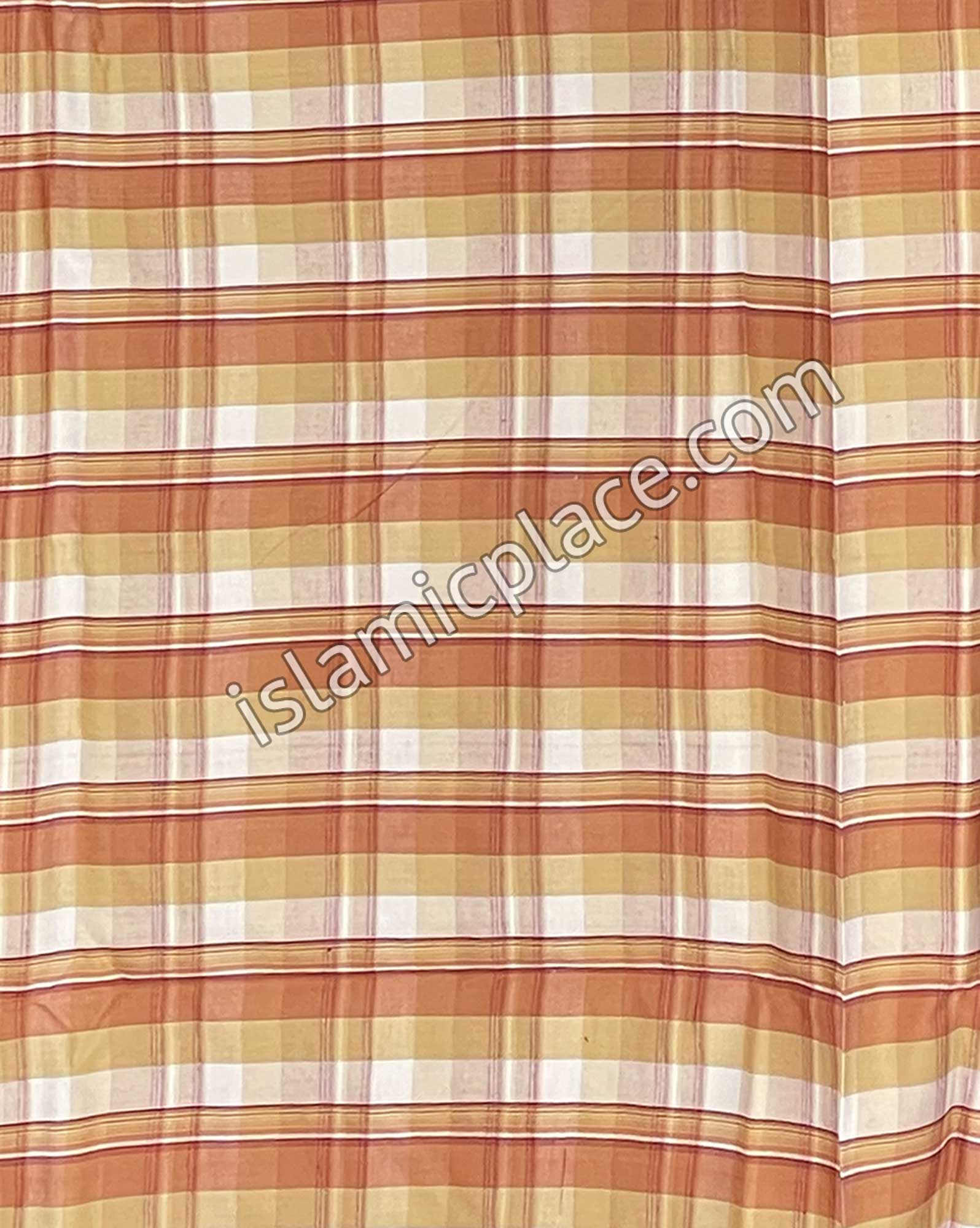 Shades of Rust and Tan with White - Plaid Design Men Lungi Izar