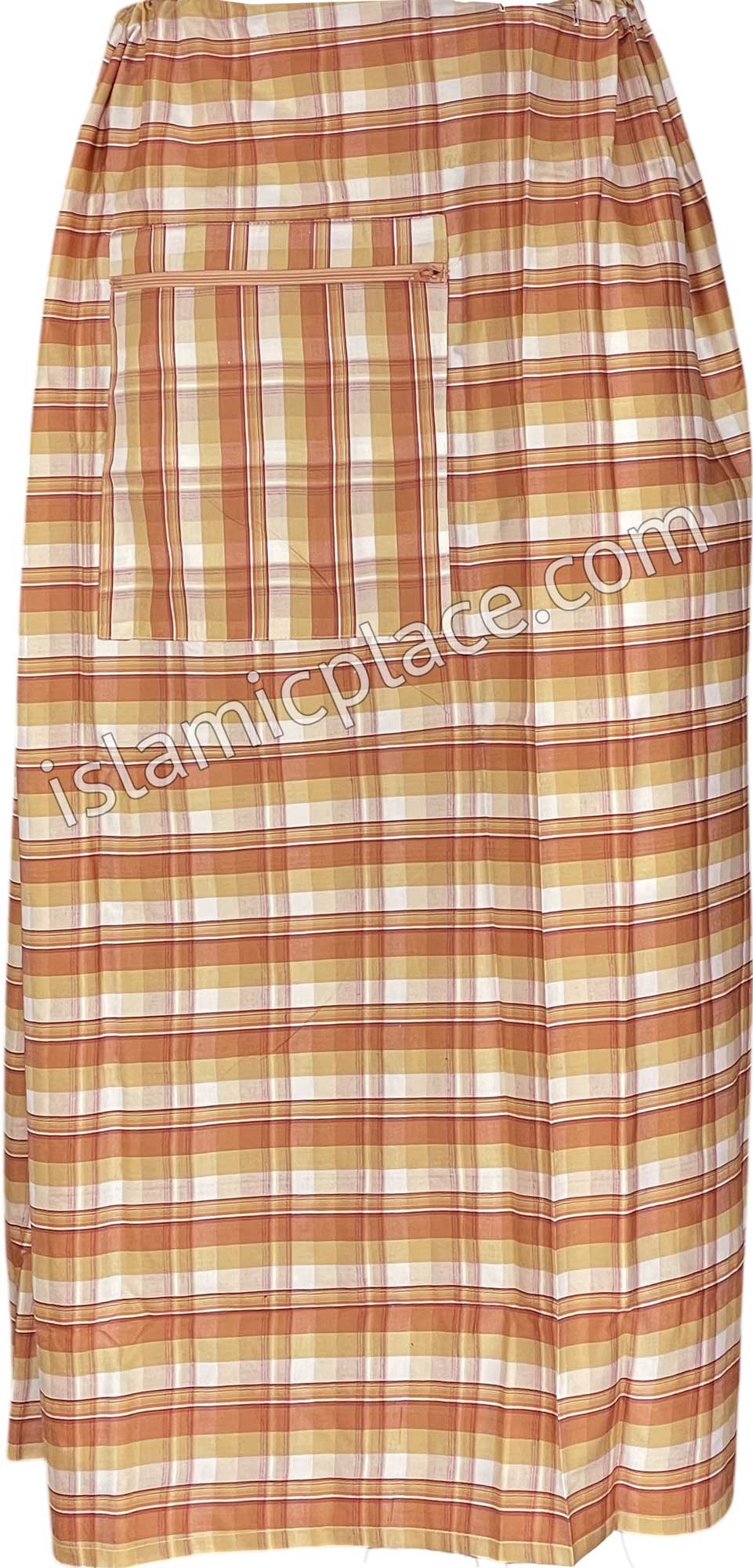 Shades of Rust and Tan with White - Plaid Design Men Lungi Izar