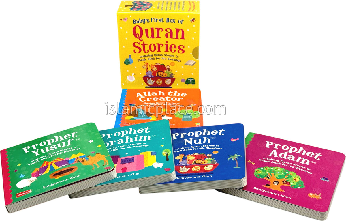 Baby's First Box of Quran Stories - vol 1 - set of 5 board books - Inspiring Quran Stories to Thank Allah for His Blessings
