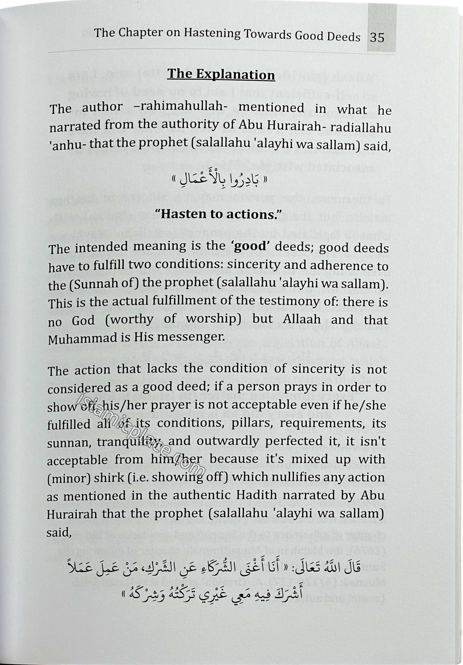 Explanation of Riyaadh Saliheen: The Chapter on Hastening Towards Good Deeds