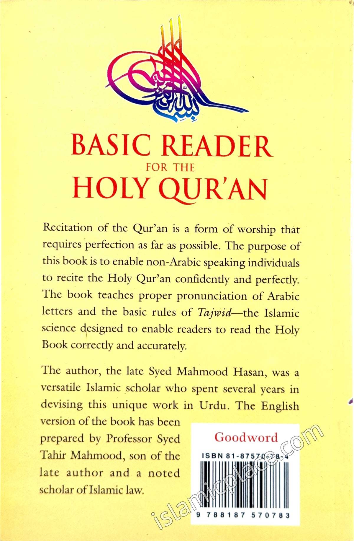 Basic Reader For the Holy Qur'an - Mastering the Art of Qur'anic Recitation