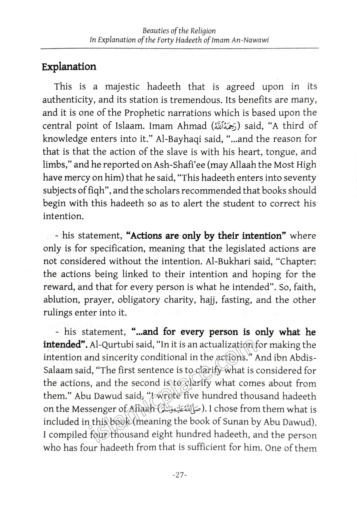 The Beauties of the Religion In the Explanation of Forty Hadith