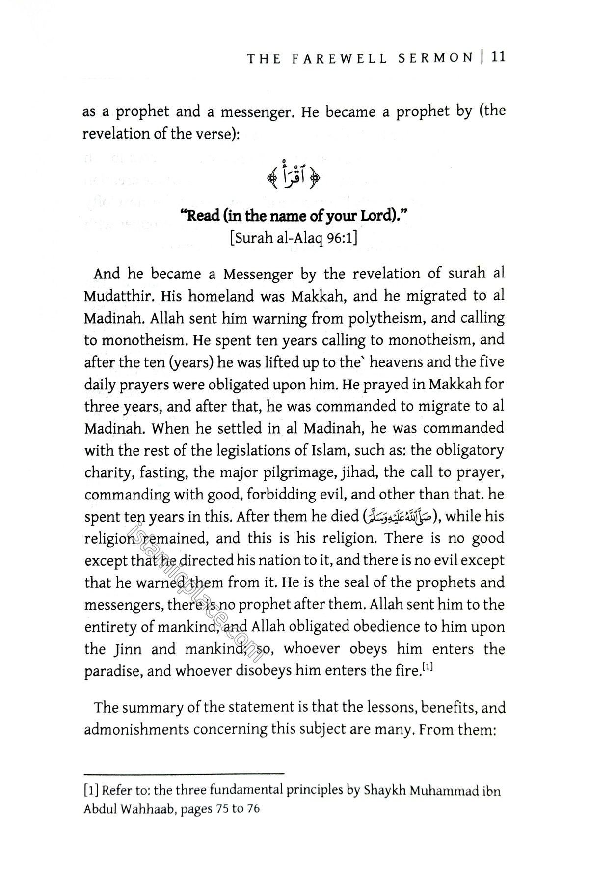 The Farewell Sermon - Lessons, Advices & Admonishments