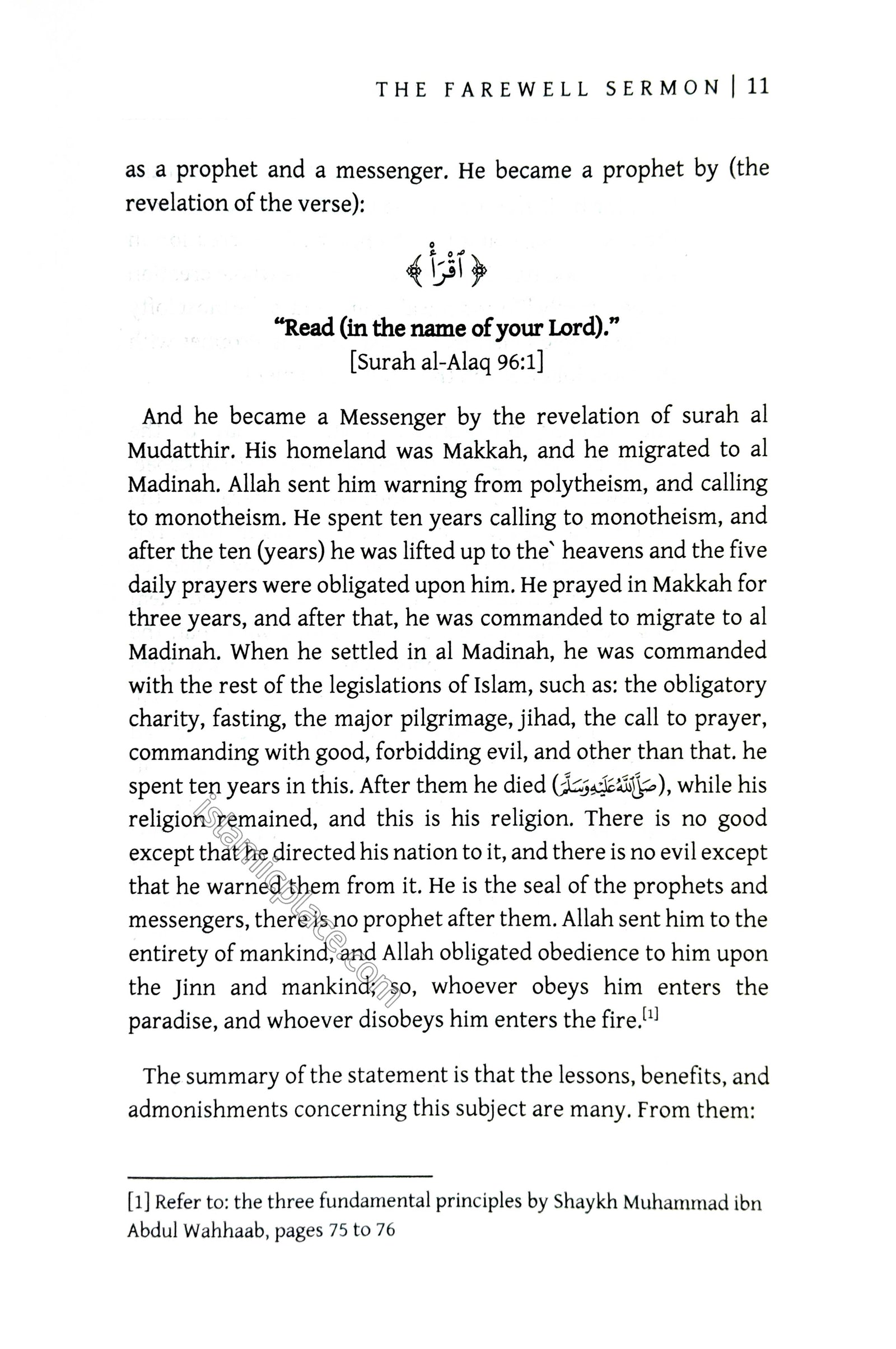 The Farewell Sermon - Lessons, Advices & Admonishments