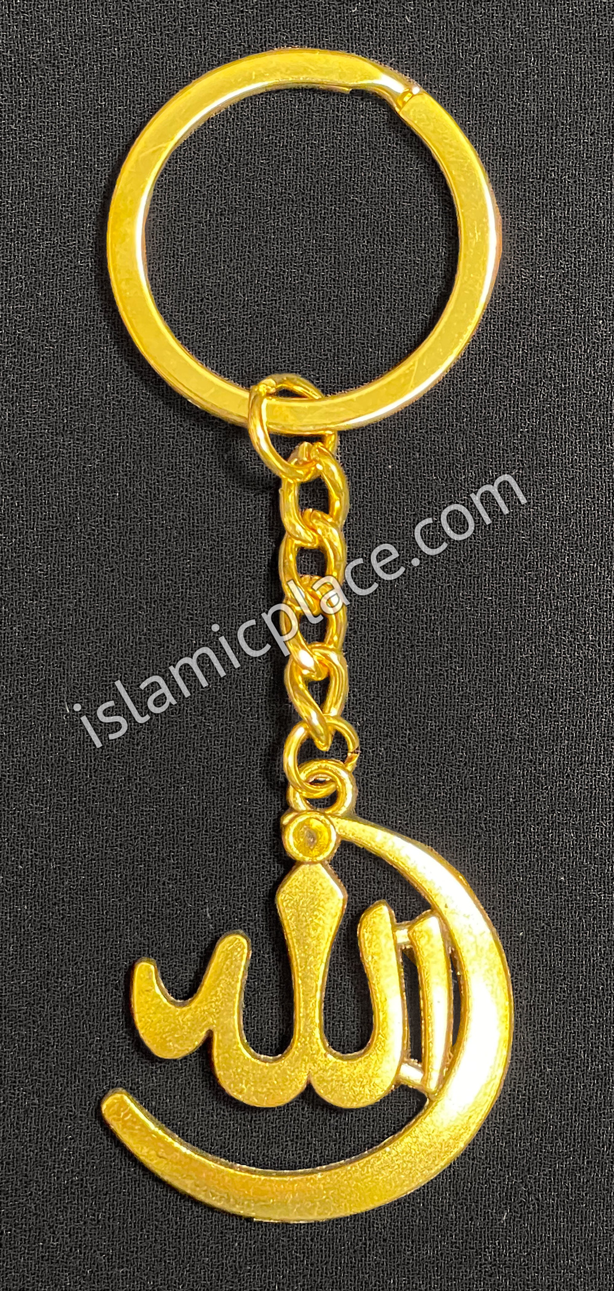 Gold Allah Stainless Steel Keychain with Split Key Ring - hdk12