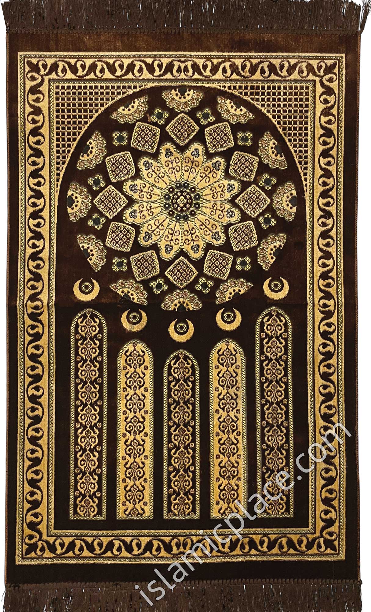 Brown Prayer Rug with 5 Pillars Design (Big & Tall size)