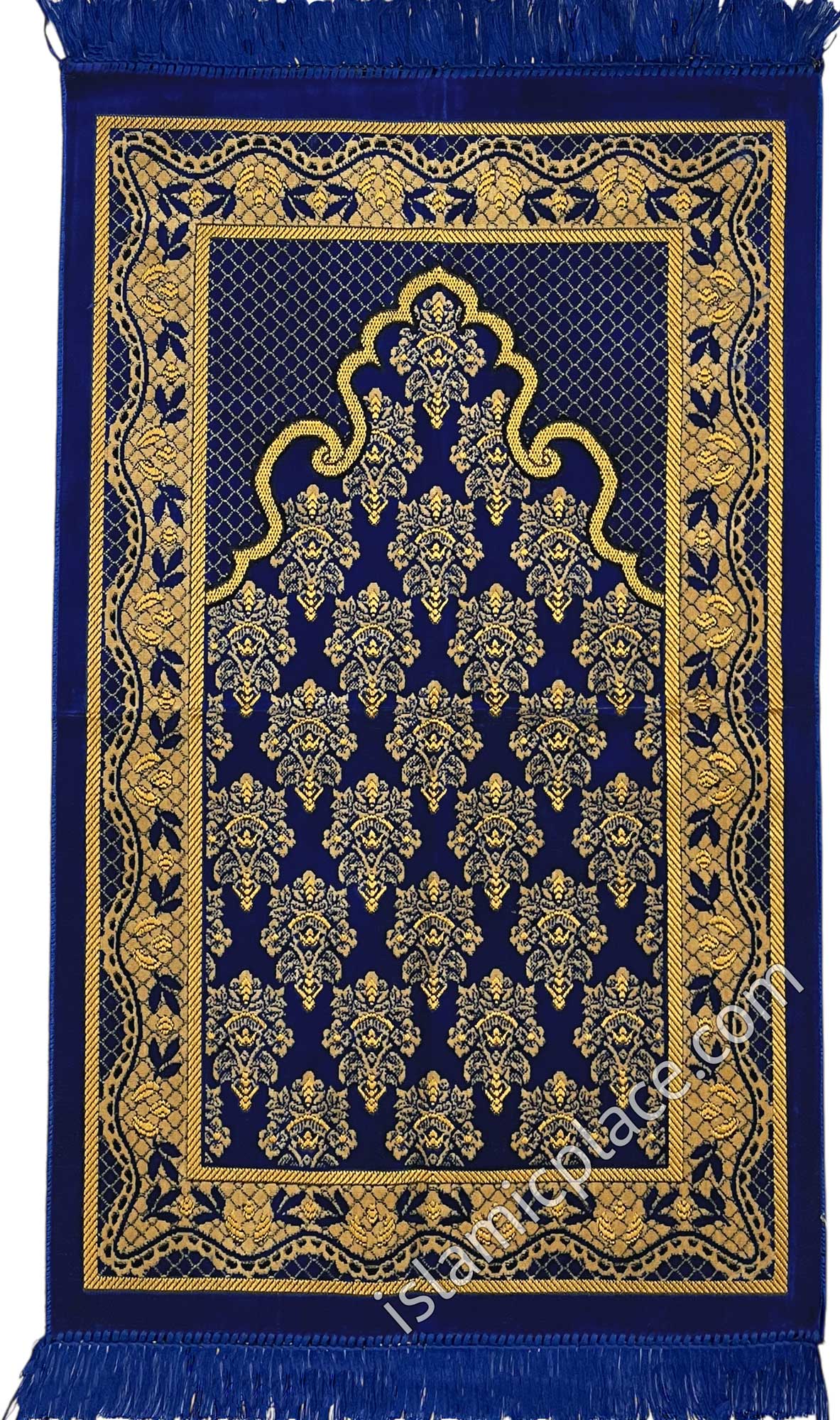 Royal Blue Prayer Rug with Victorian Mihrab Design