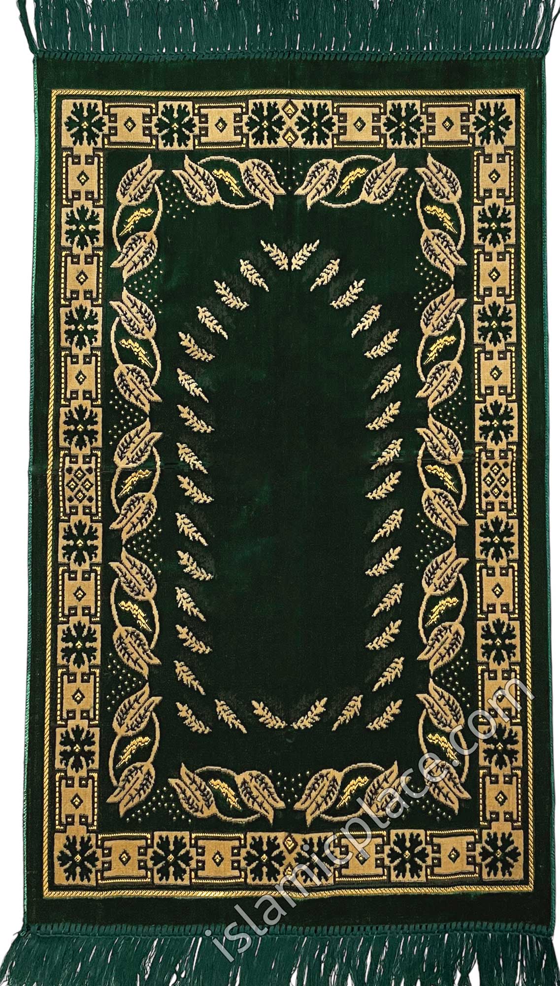 Dark Green Prayer Rug with Tulip Flower Border