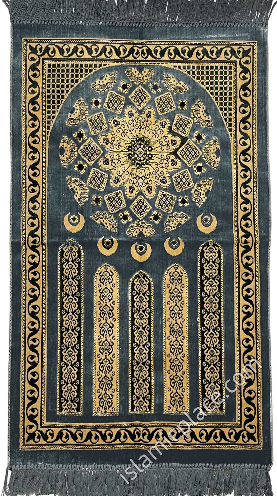 Gray Prayer Rug with 5 Pillars Design