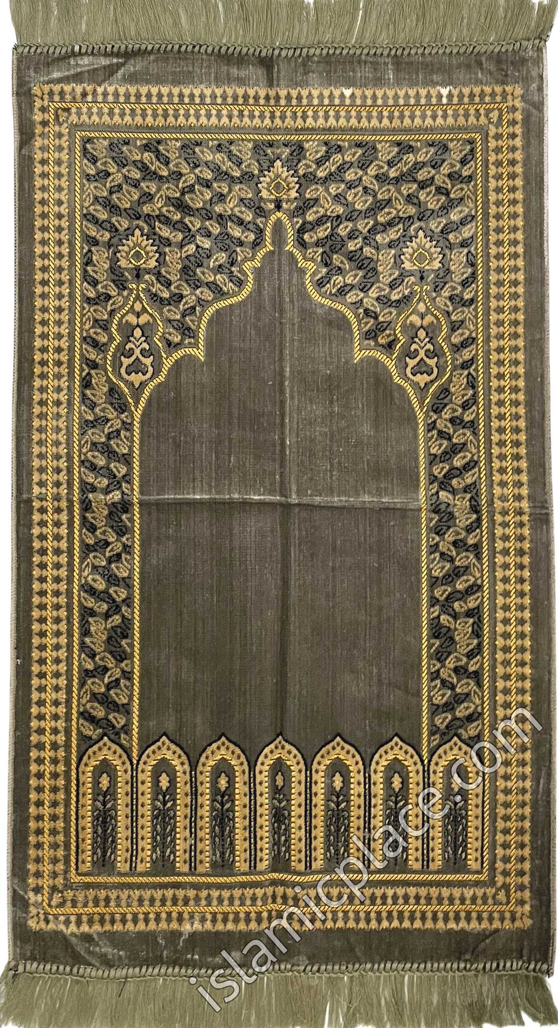 Sage Green Prayer Rug with Garden Mihrab