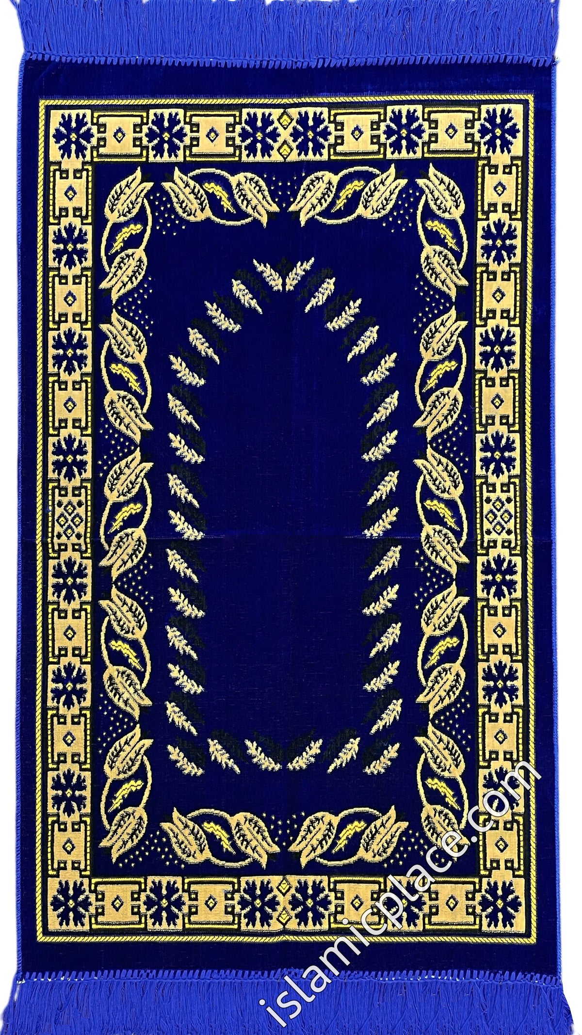 Royal Blue Prayer Rug with Tulip Flower Border
