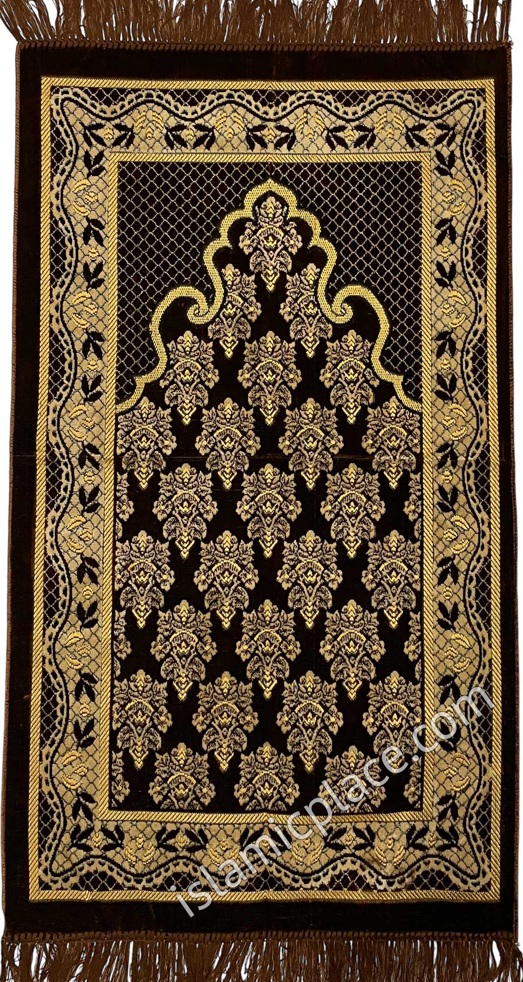 Brown Prayer Rug with Victorian Mihrab Design