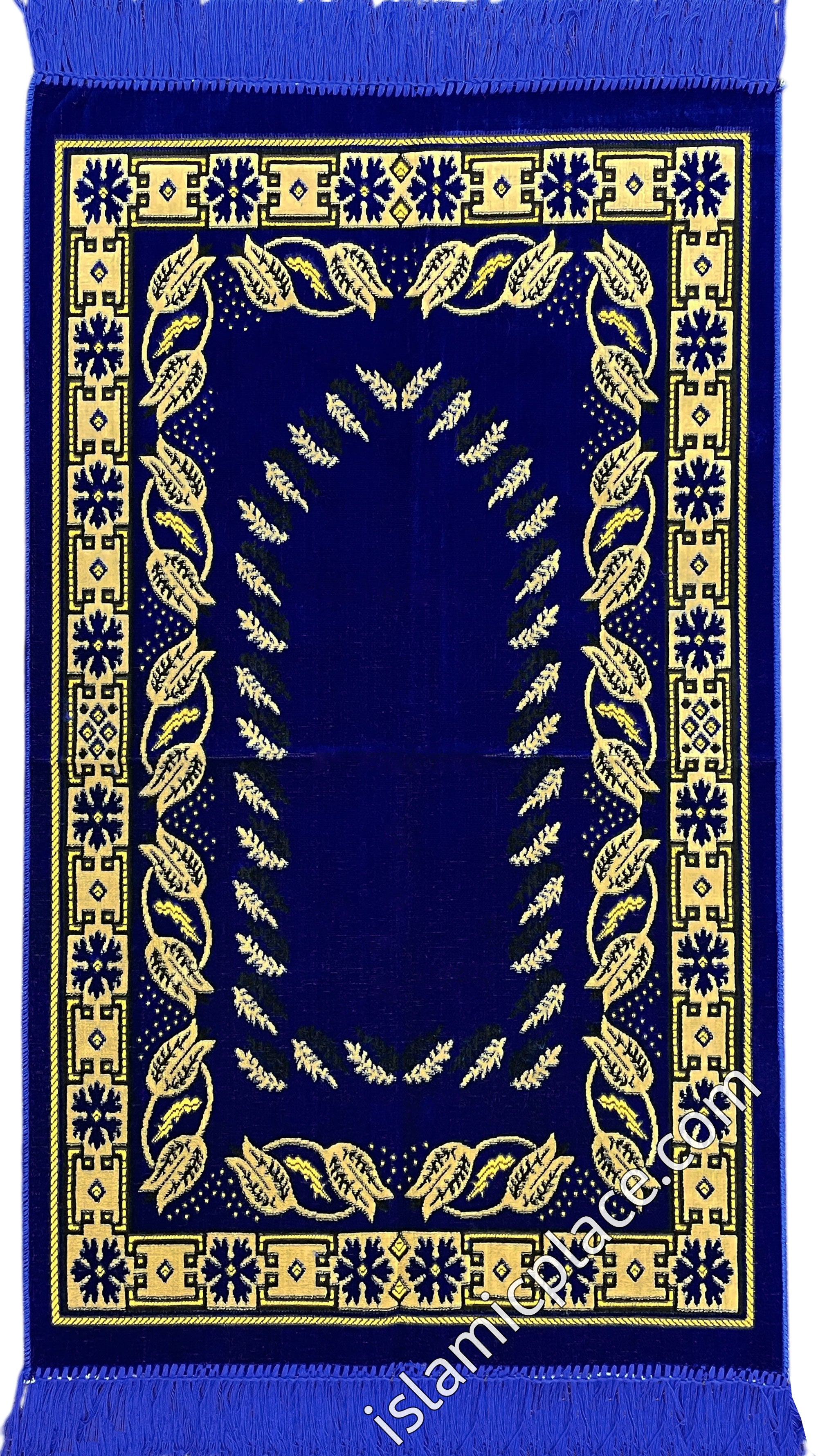 Royal Blue Prayer Rug with Tulip Flower Border