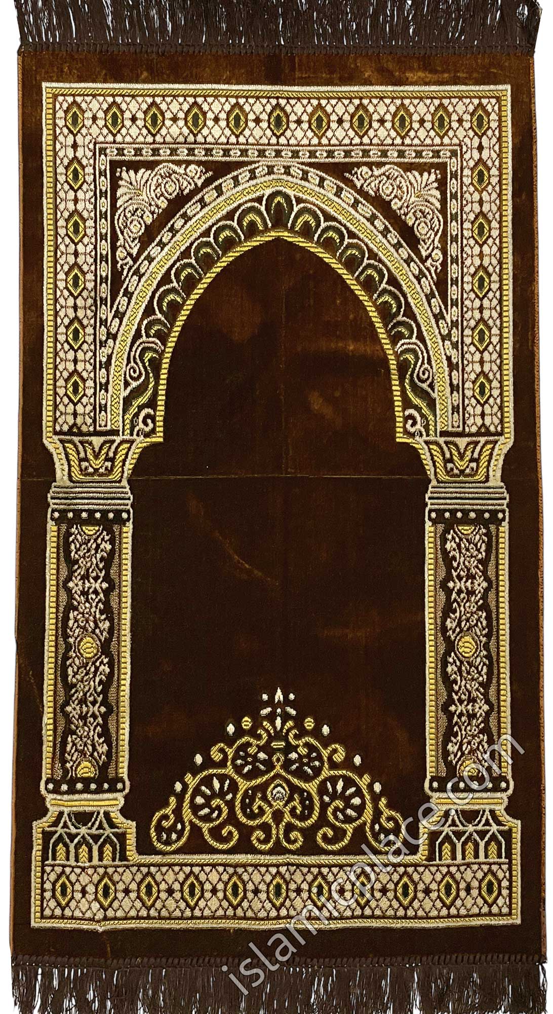 Brown Prayer Rug with Tiara Mihrab