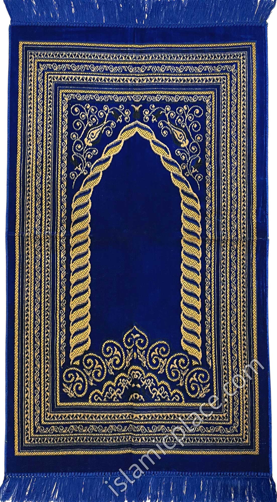 Royal Blue Prayer Rug with Braid Mihrab
