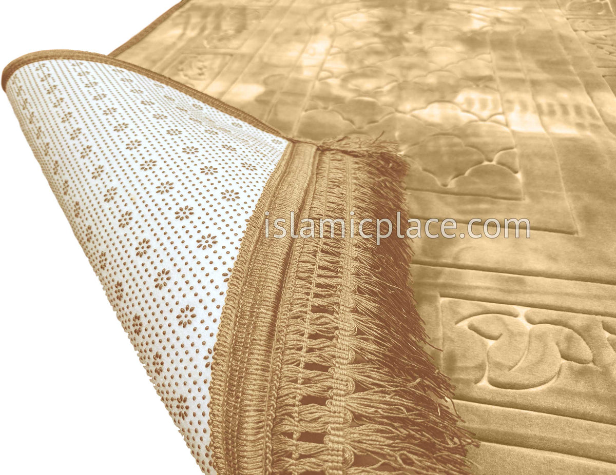 Gold - Orthopedic Padded Foam Cushion Luxurious Prayer Rug
