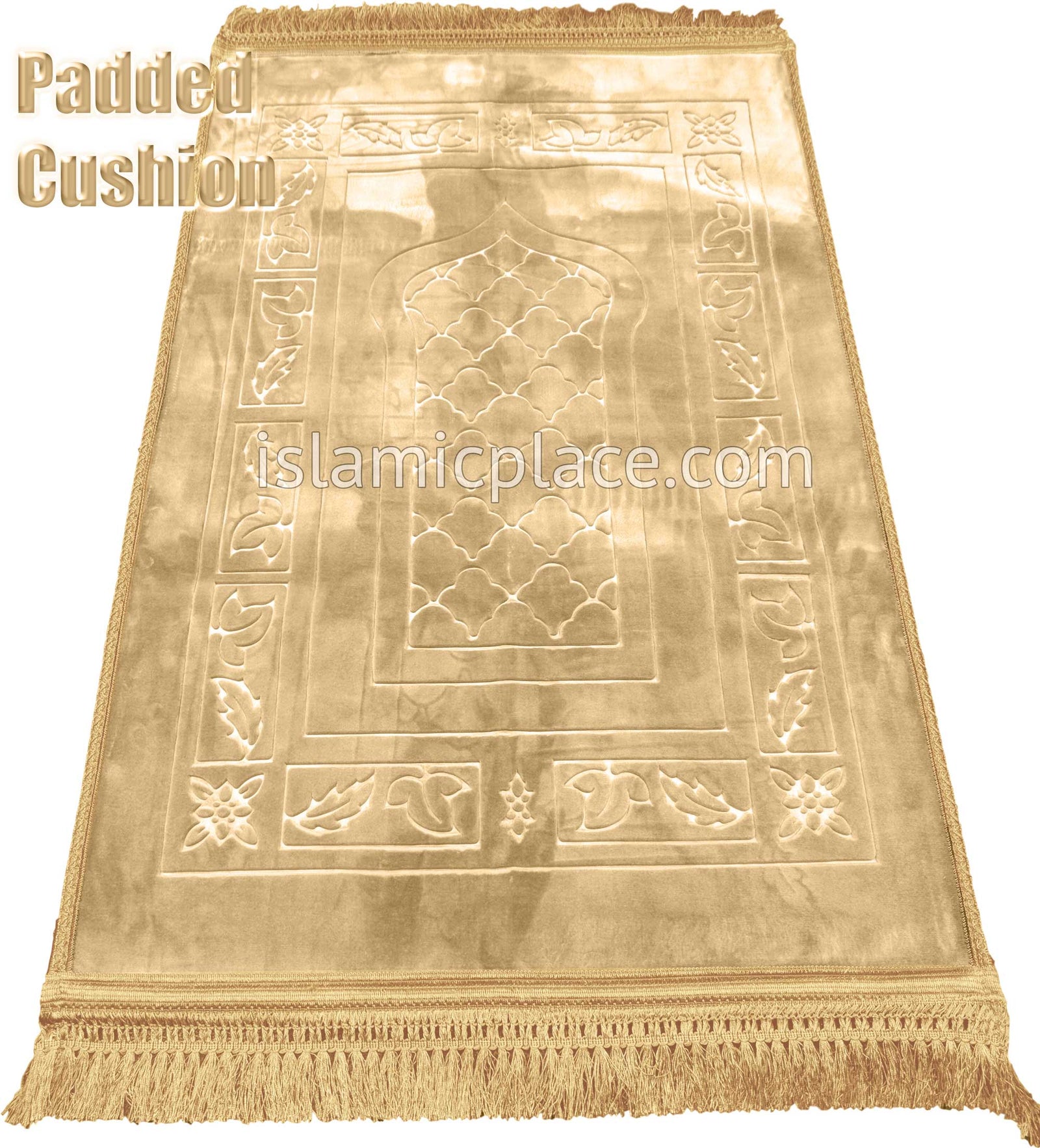 Gold - Orthopedic Padded Foam Cushion Luxurious Prayer Rug