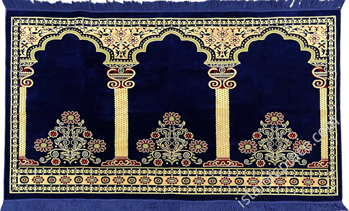 Navy Blue - Abbas Family Prayer Rug (3-4 People)