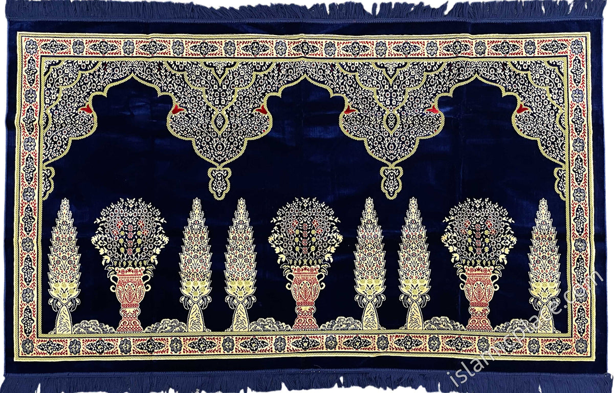 Navy Blue - Asad Family Prayer Rug (3-4 People)