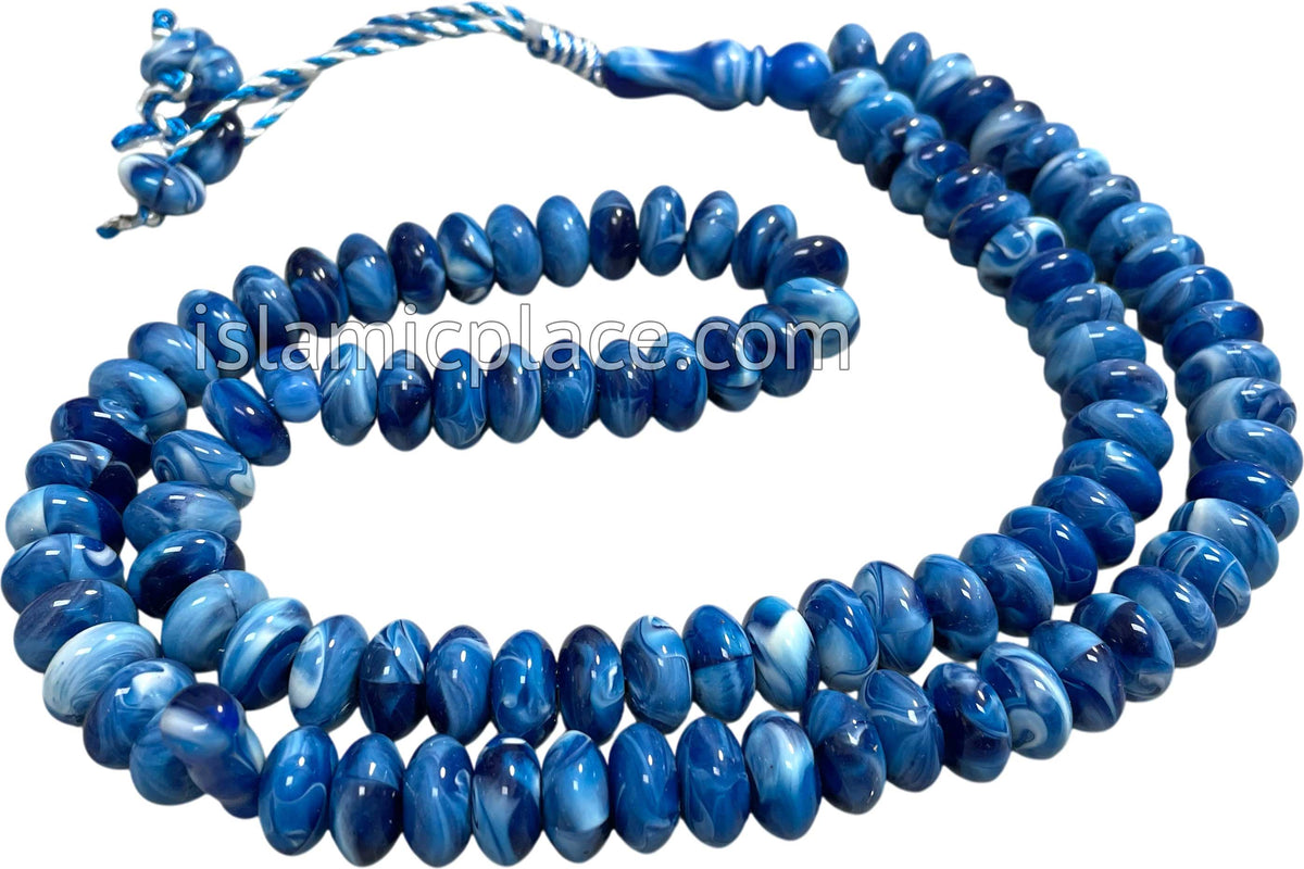 Marble Blue - Large Bead Talib Tasbih Prayer Beads