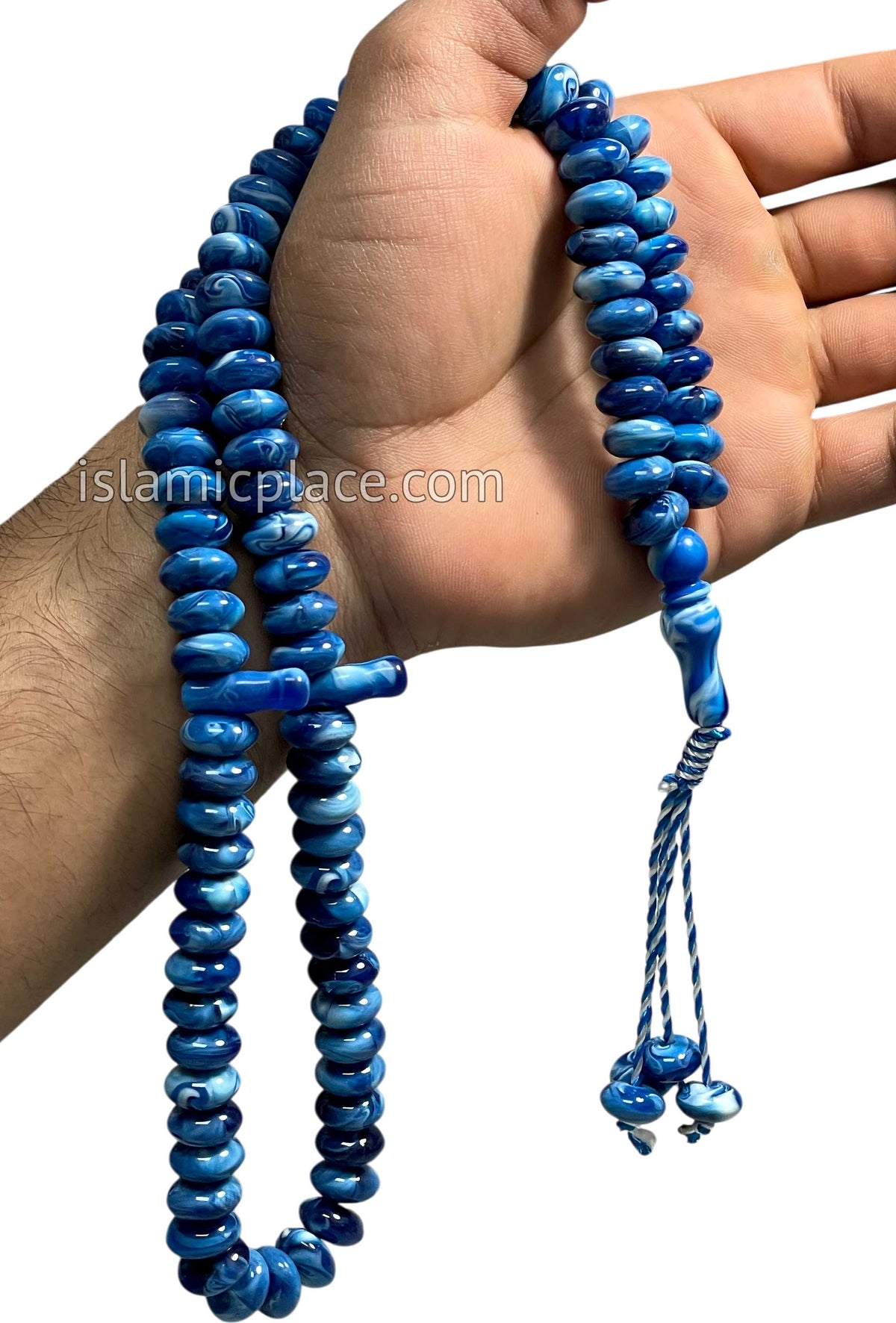 Marble Blue - Large Bead Talib Tasbih Prayer Beads