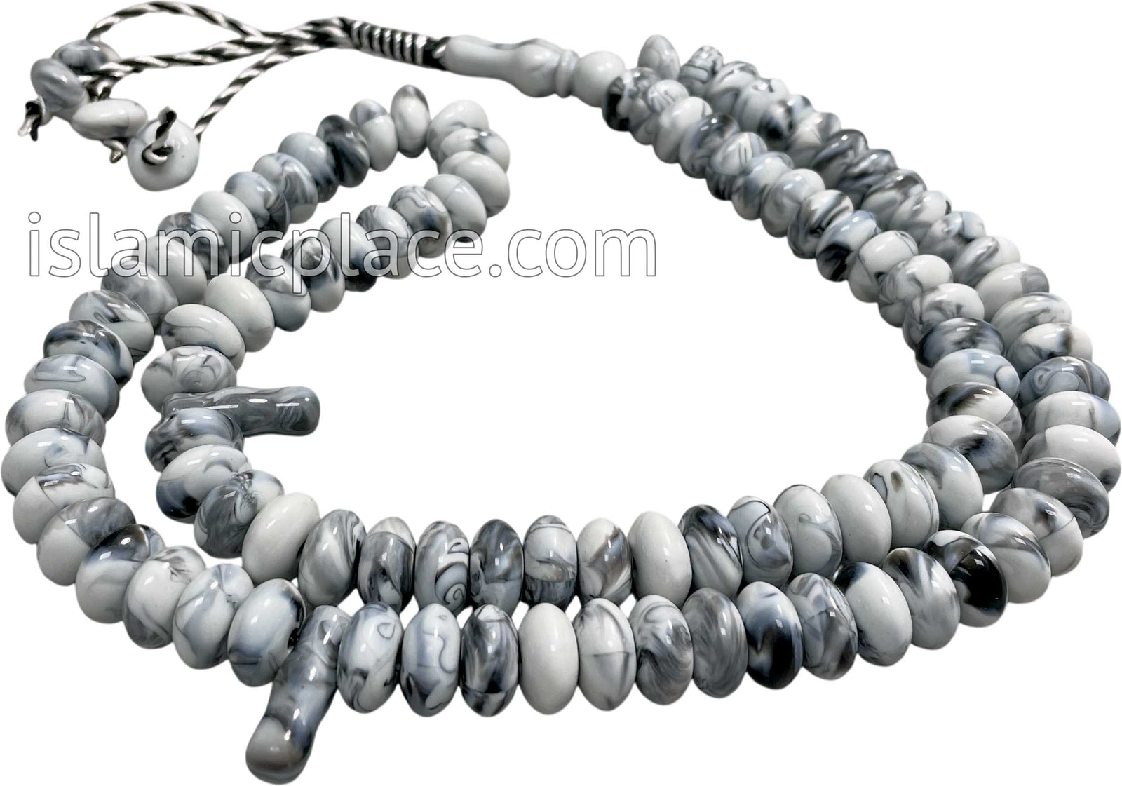 Marble Gray - Large Bead Talib Tasbih Prayer Beads