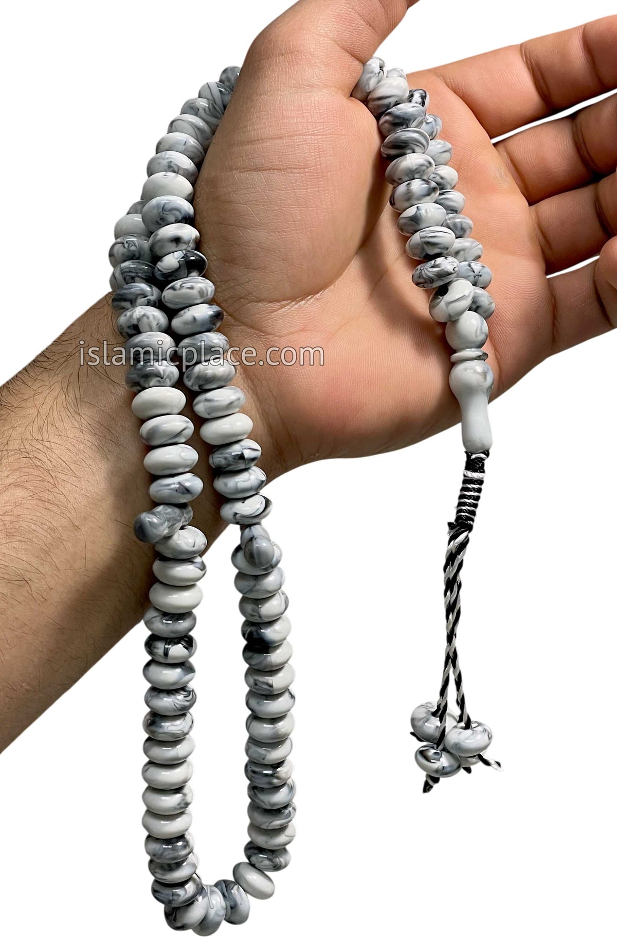 Marble Gray - Large Bead Talib Tasbih Prayer Beads