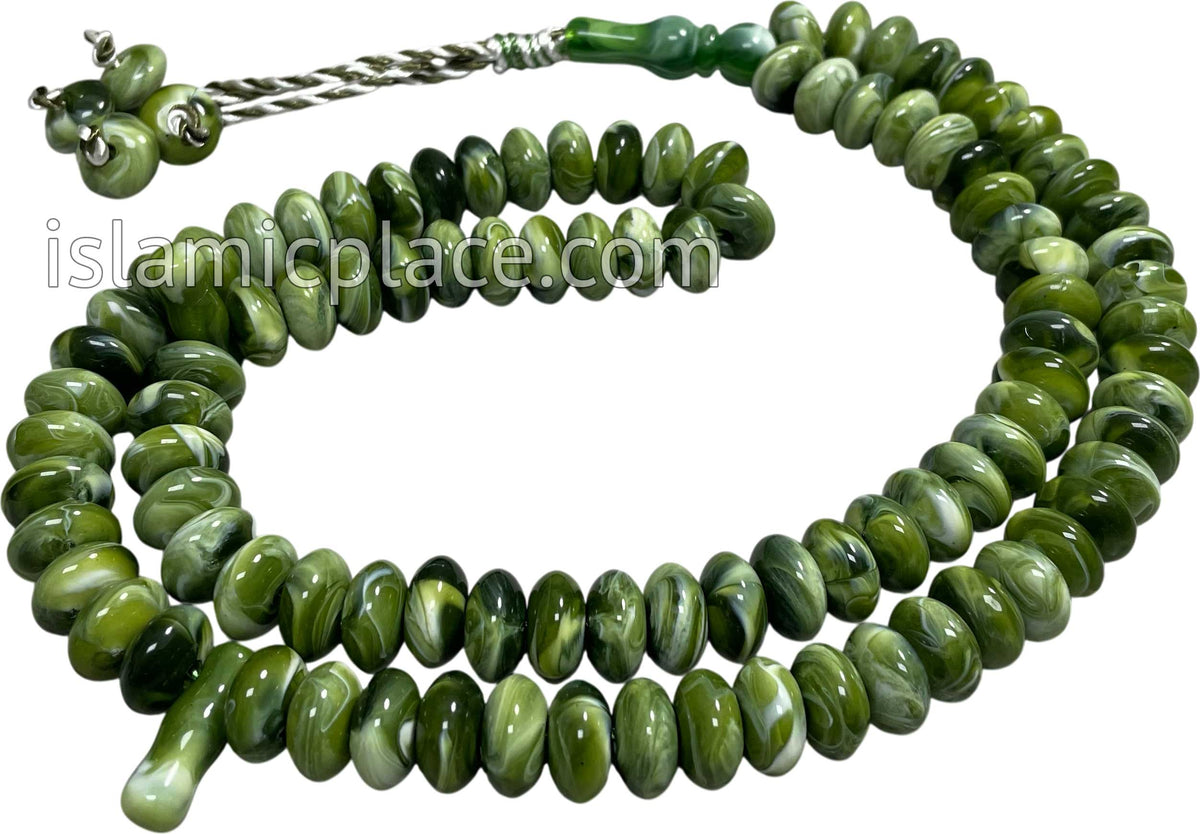 Marble Green - Large Bead Talib Tasbih Prayer Beads