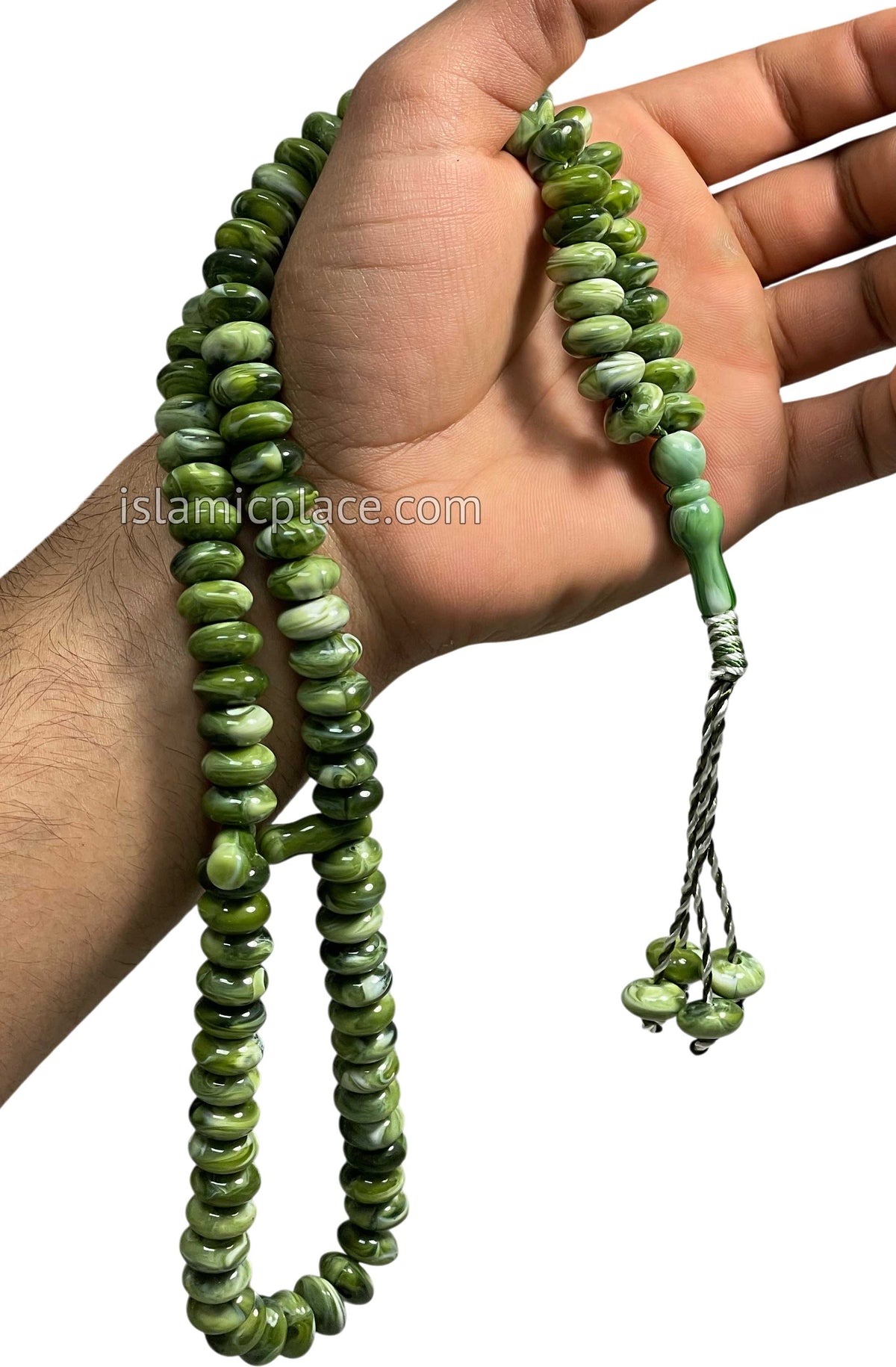 Marble Green - Large Bead Talib Tasbih Prayer Beads