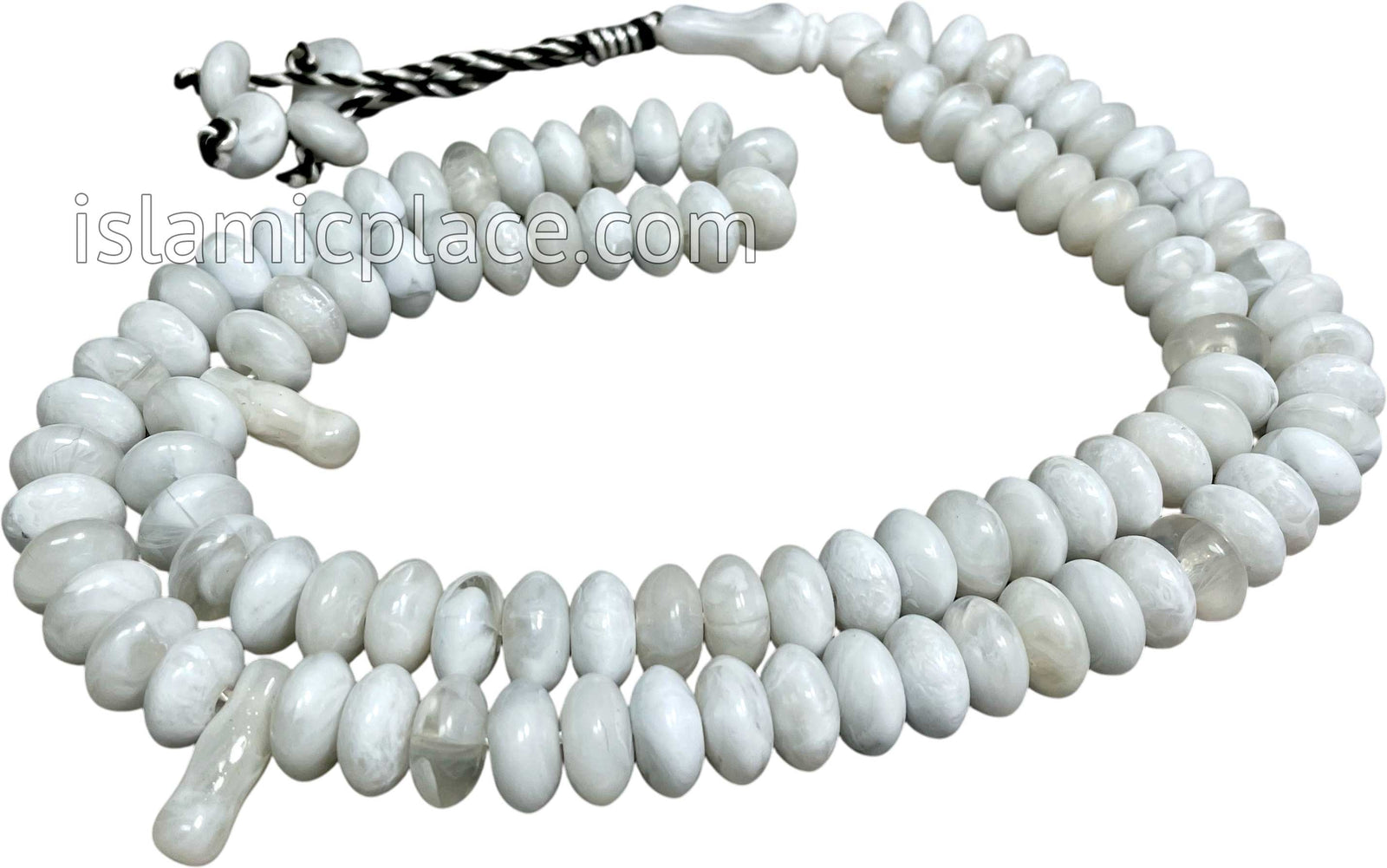 Marble White - Large Bead Talib Tasbih Prayer Beads