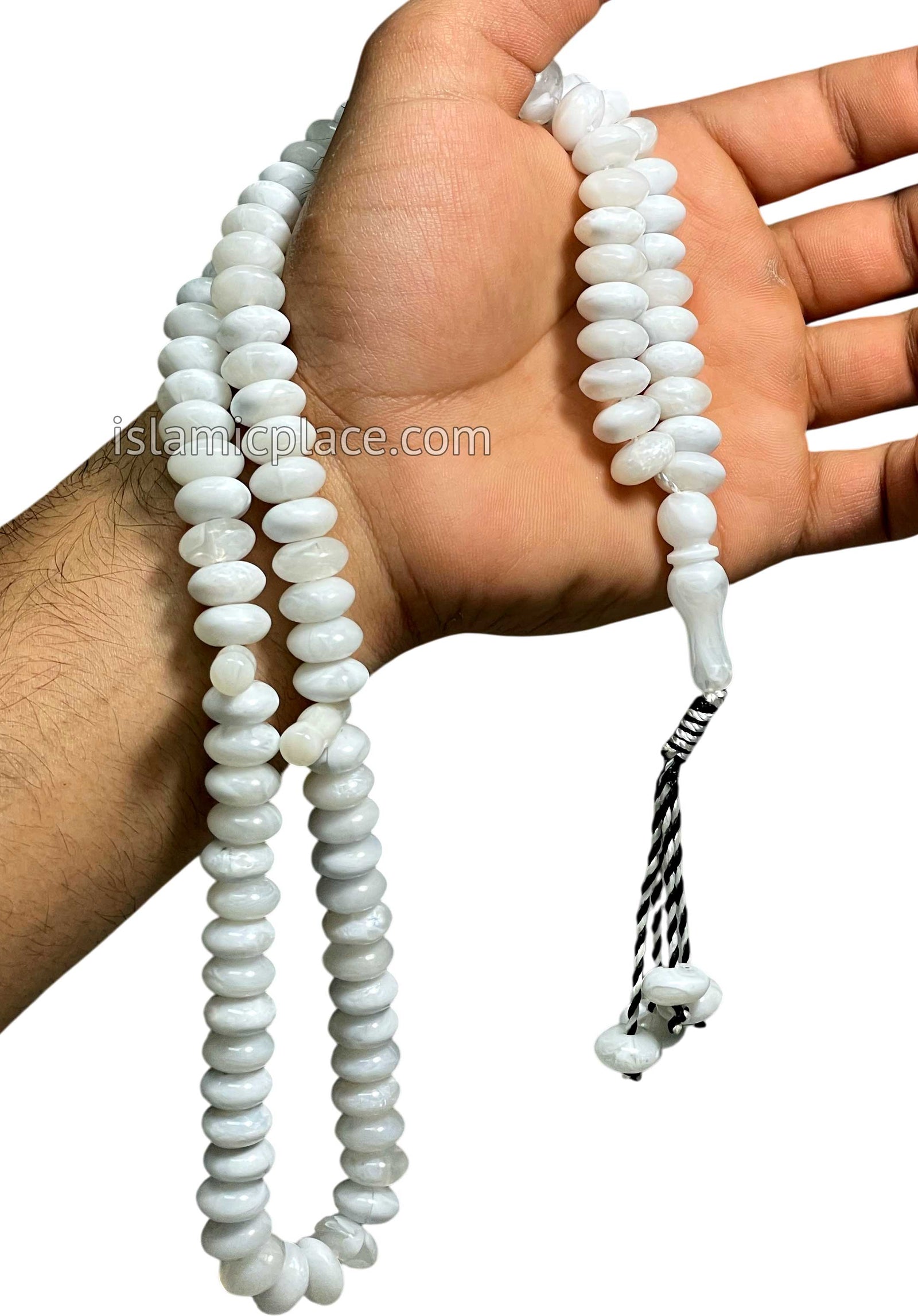 Marble White - Large Bead Talib Tasbih Prayer Beads