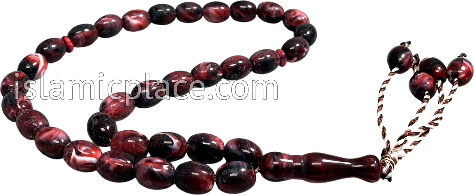 Marble Burgundy - Rashid Tasbih Prayer Beads with 33 Beads