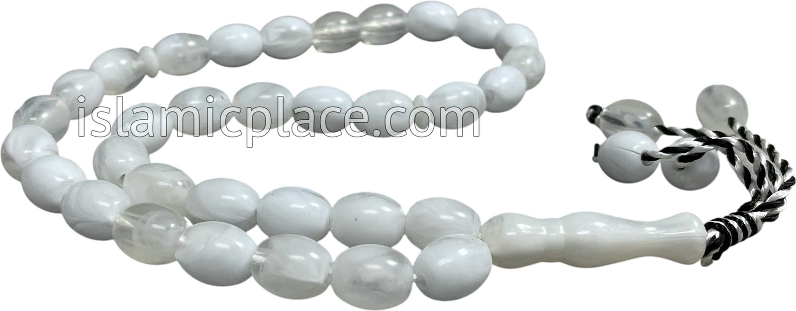 Marble White - Rashid Tasbih Prayer Beads with 33 Beads
