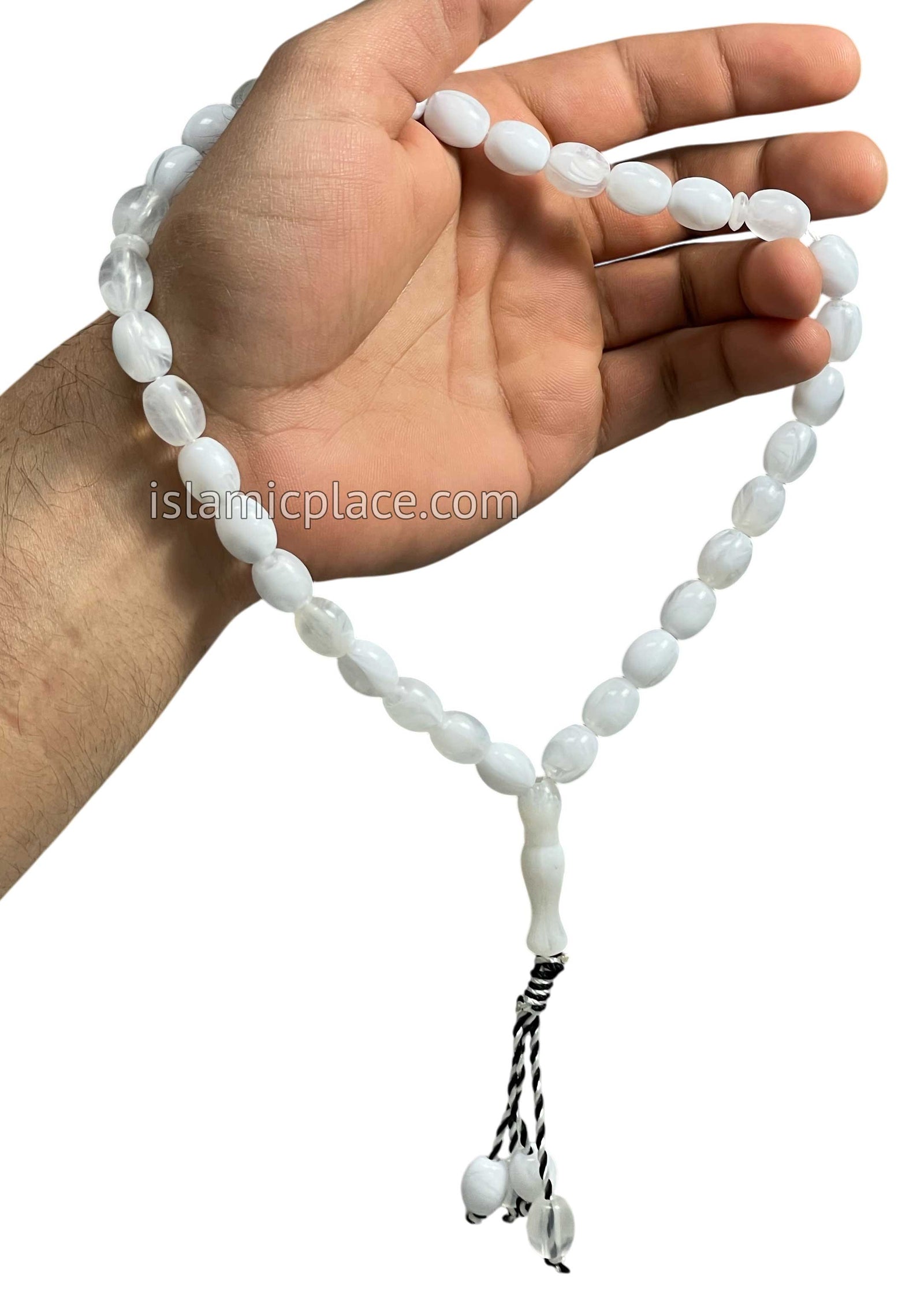 Marble White - Rashid Tasbih Prayer Beads with 33 Beads