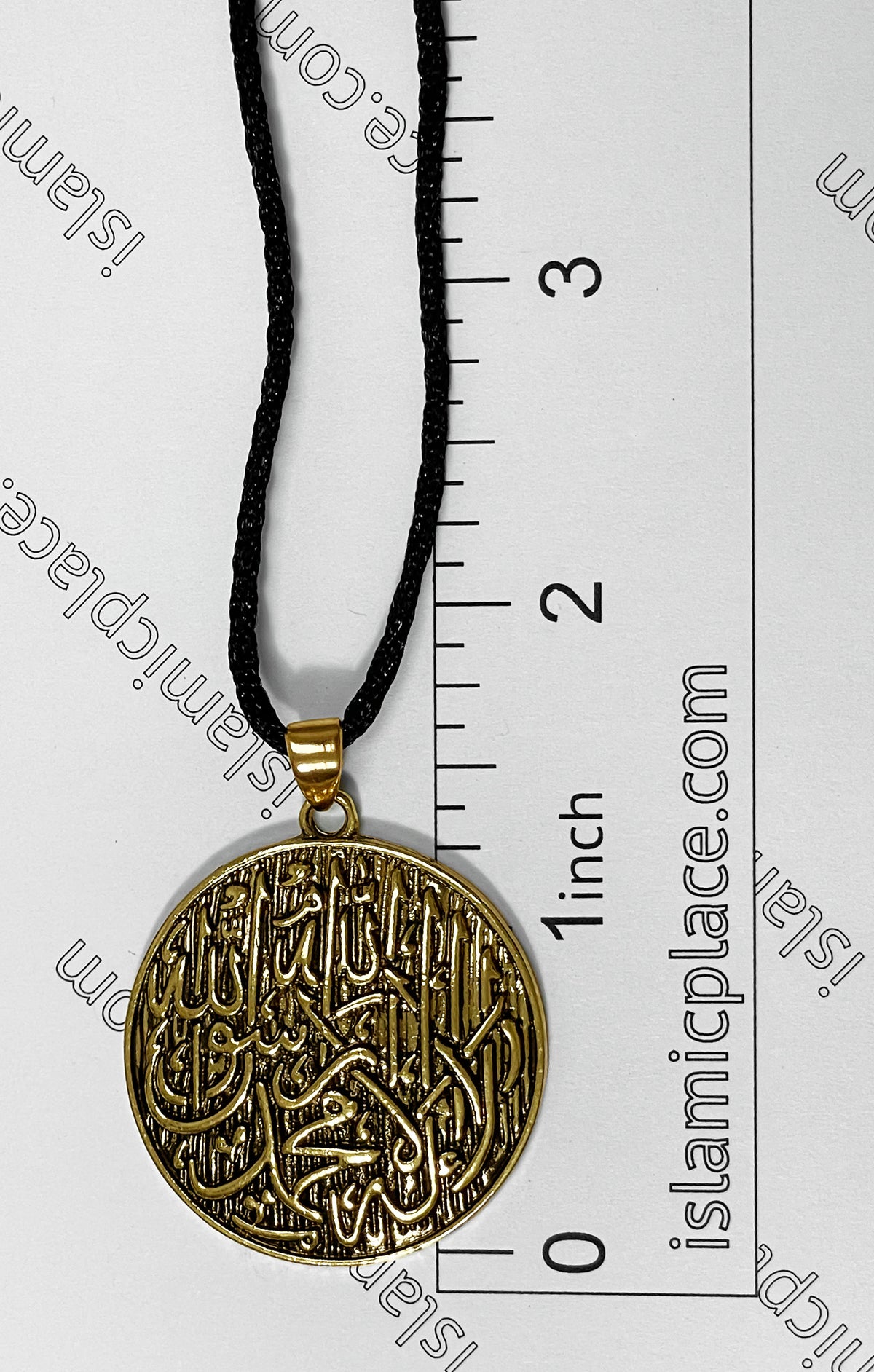 Gold and Black "La ilaha illallah Muhammad rasulullah" Stainless Steel Necklace - jp13