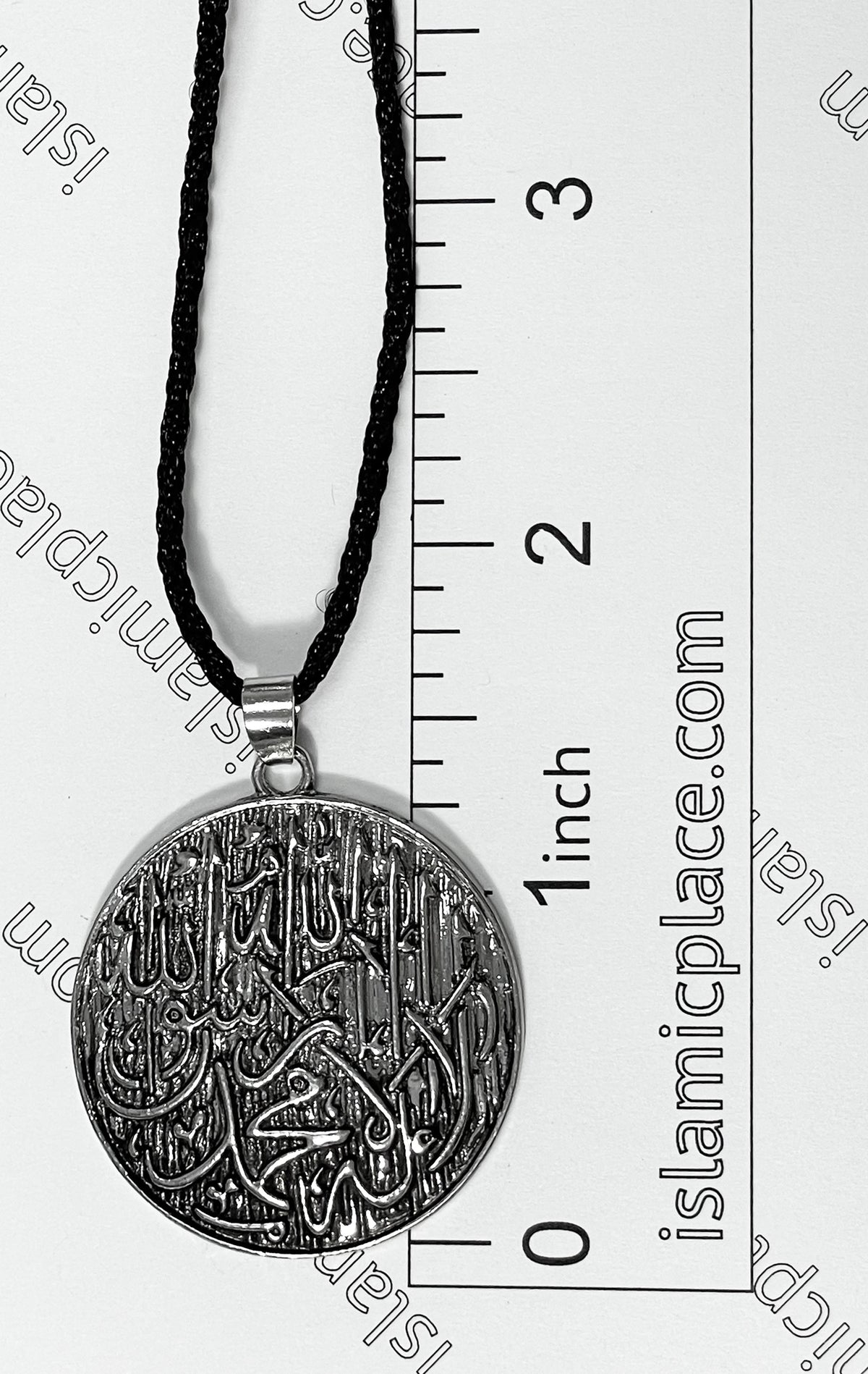 Silver and Black "La ilaha illallah Muhammad rasulullah" Stainless Steel Necklace - jp14