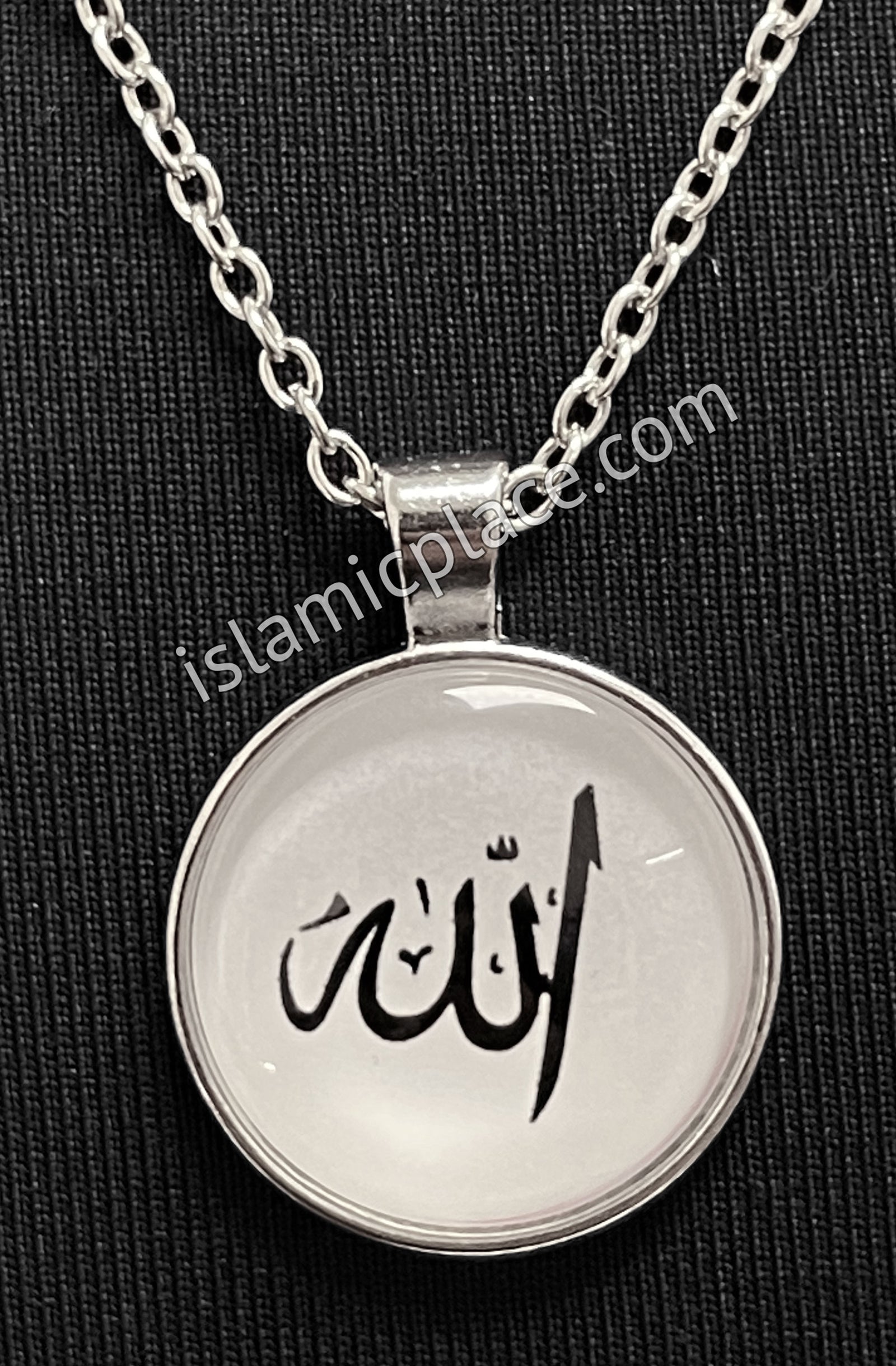 White Round Allah Stainless Steel Necklace - jp21