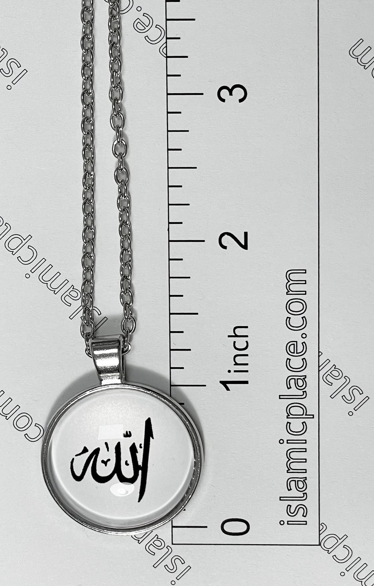 White Round Allah Stainless Steel Necklace - jp21