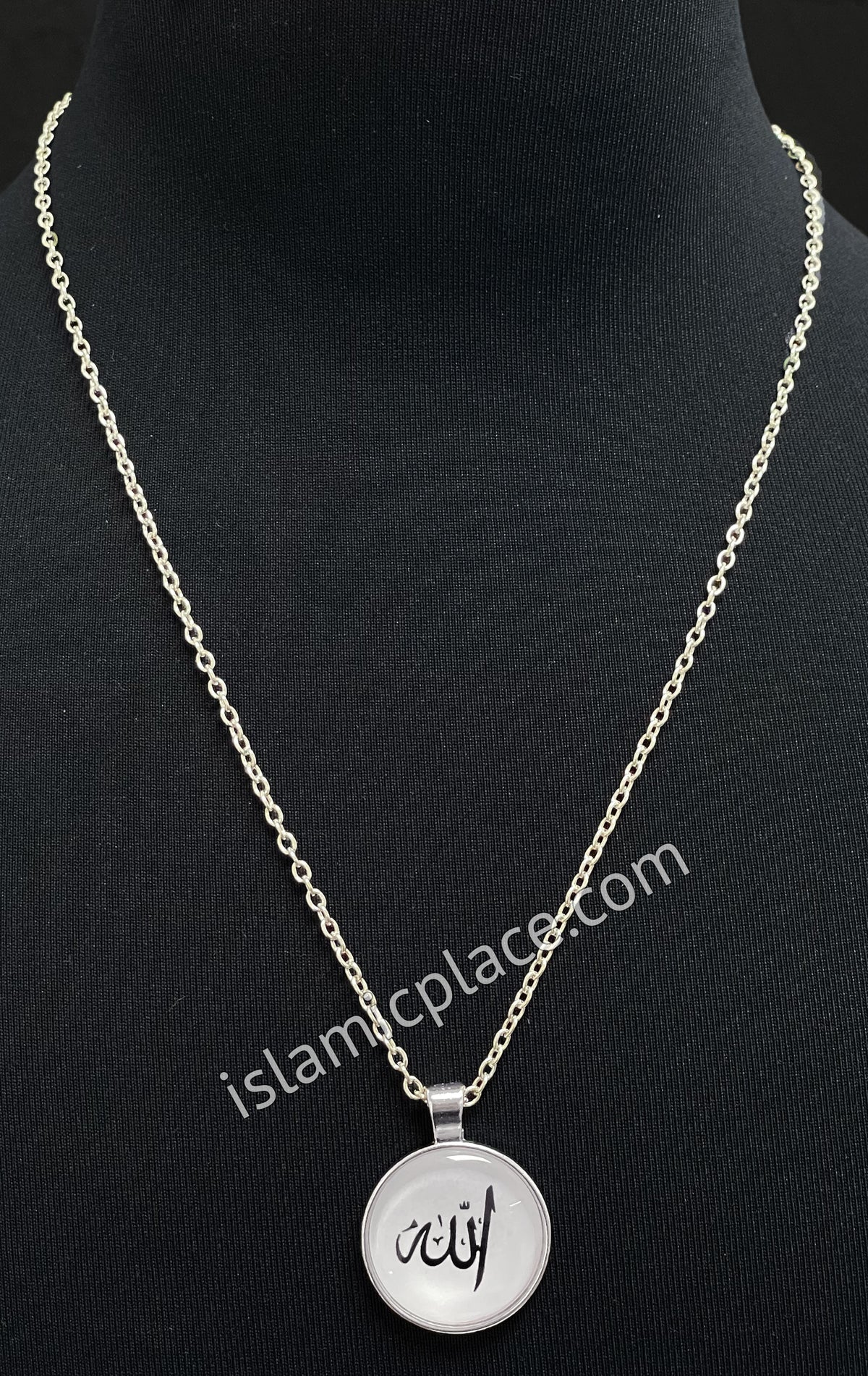 White Round Allah Stainless Steel Necklace - jp21