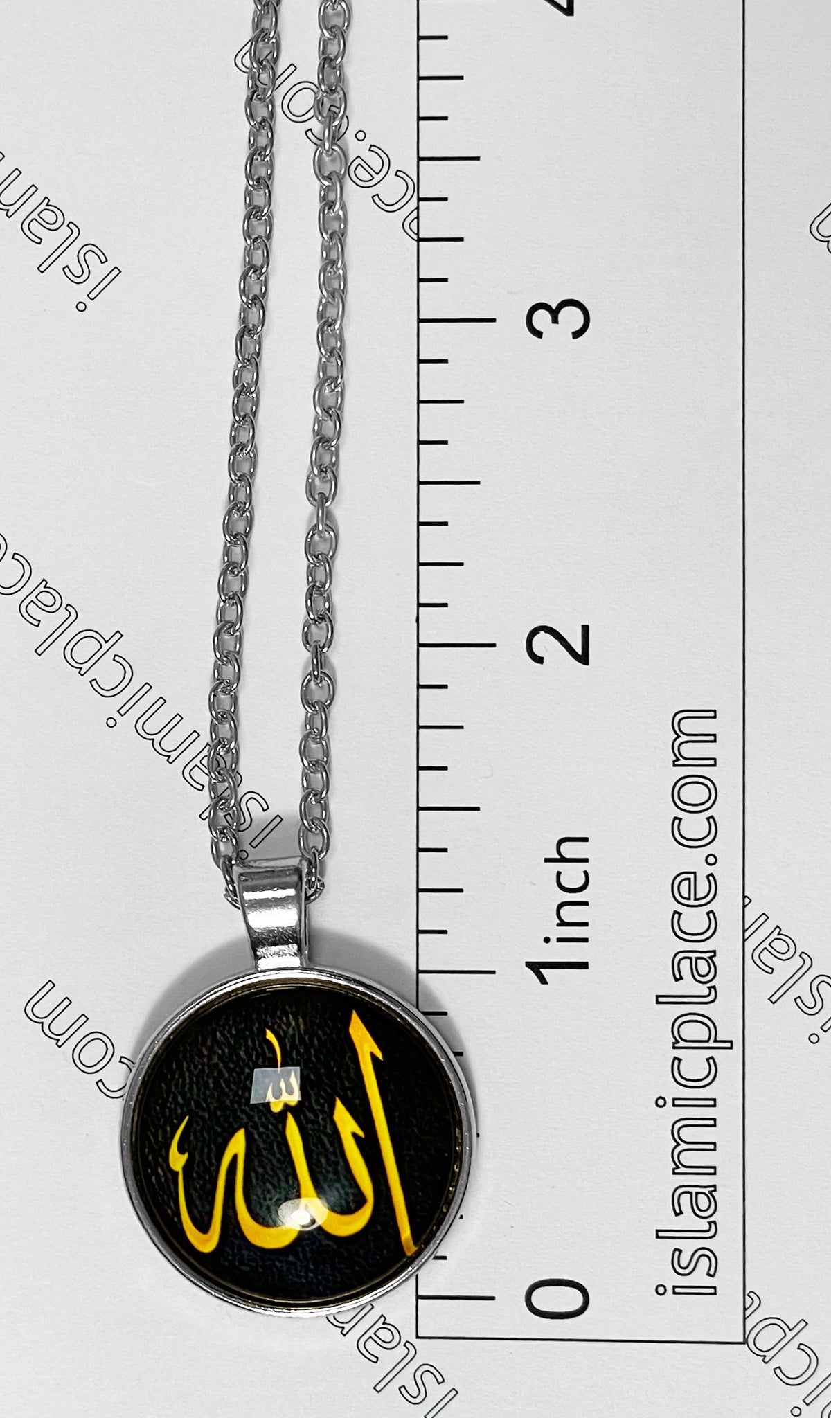 Black and Gold Round Allah Stainless Steel Necklace - jp22
