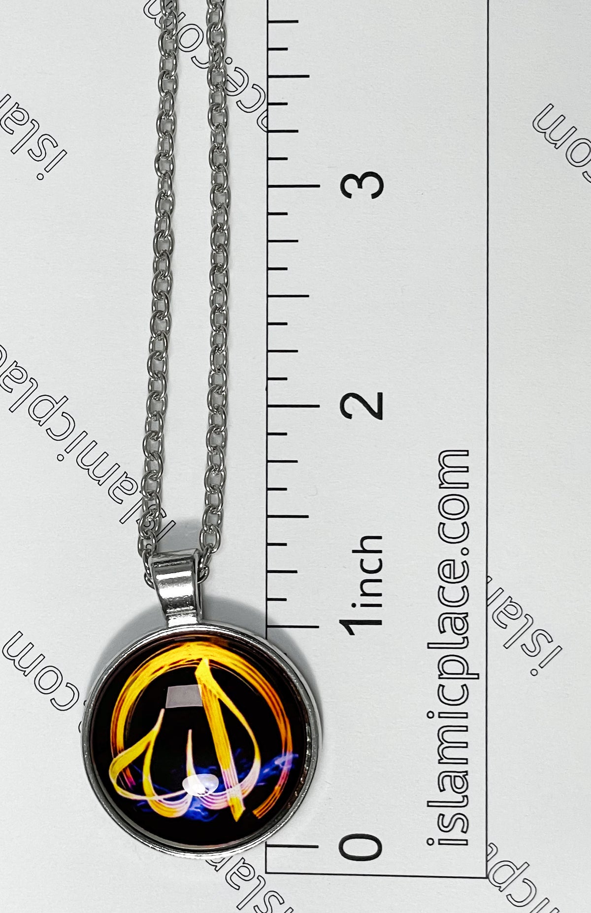 Black and Gold Round Allah Stainless Steel Necklace - jp23