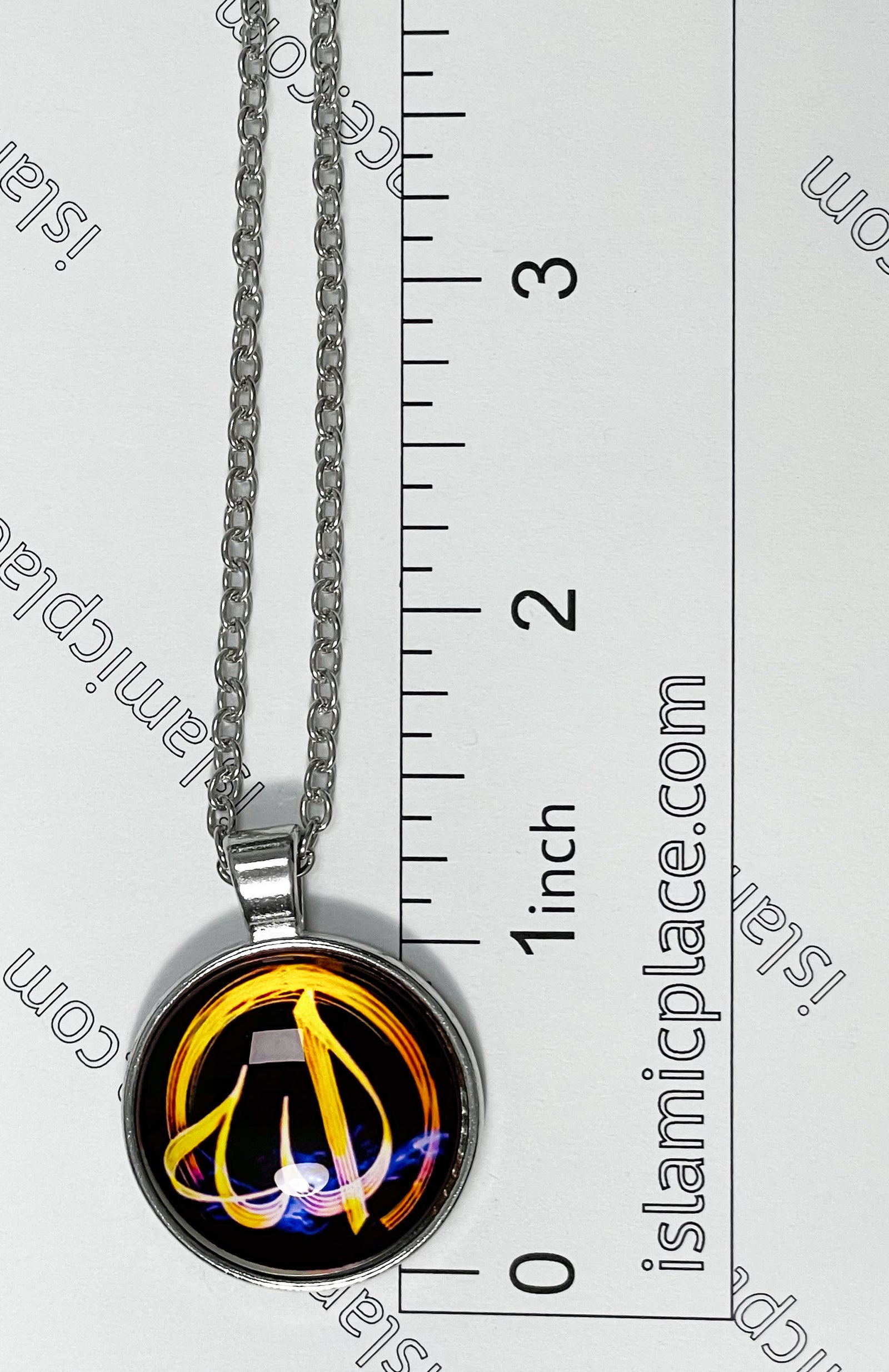 Black and Gold Round Allah Stainless Steel Necklace - jp23