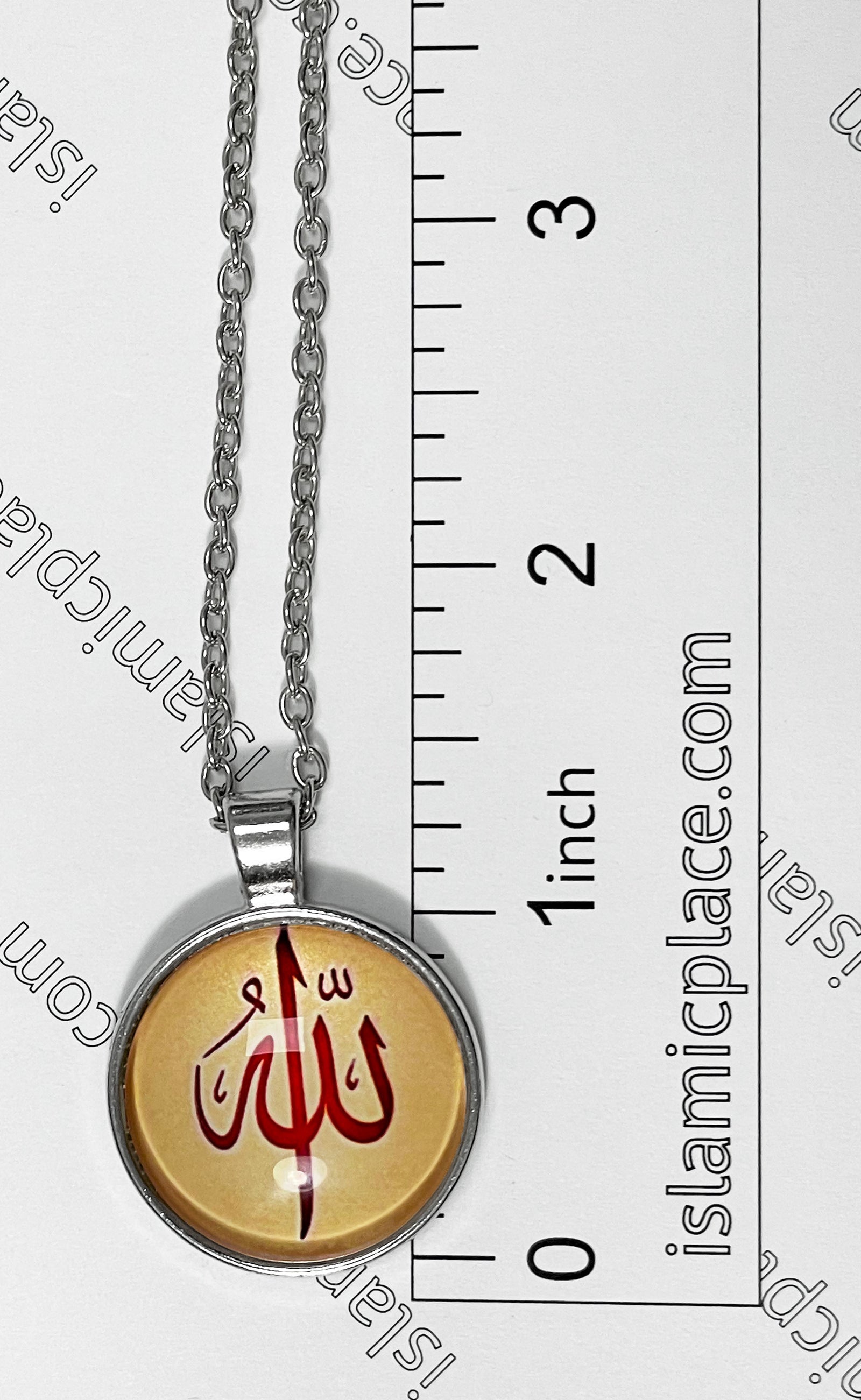 Tan and Red Allah Stainless Steel Necklace - jp24