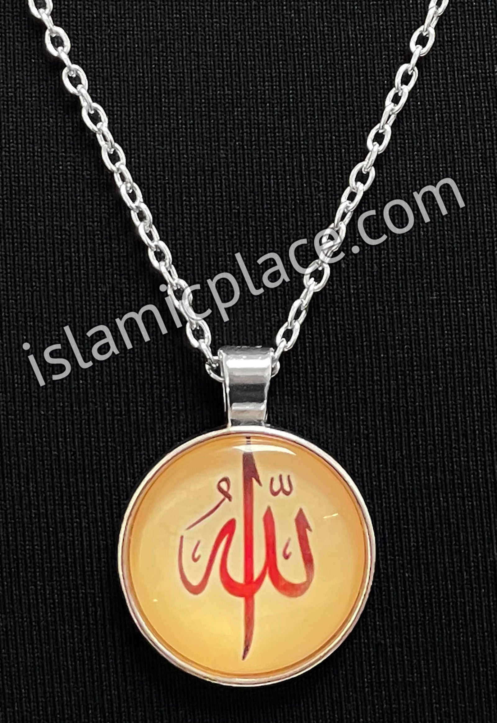 Tan and Red Allah Stainless Steel Necklace - jp24